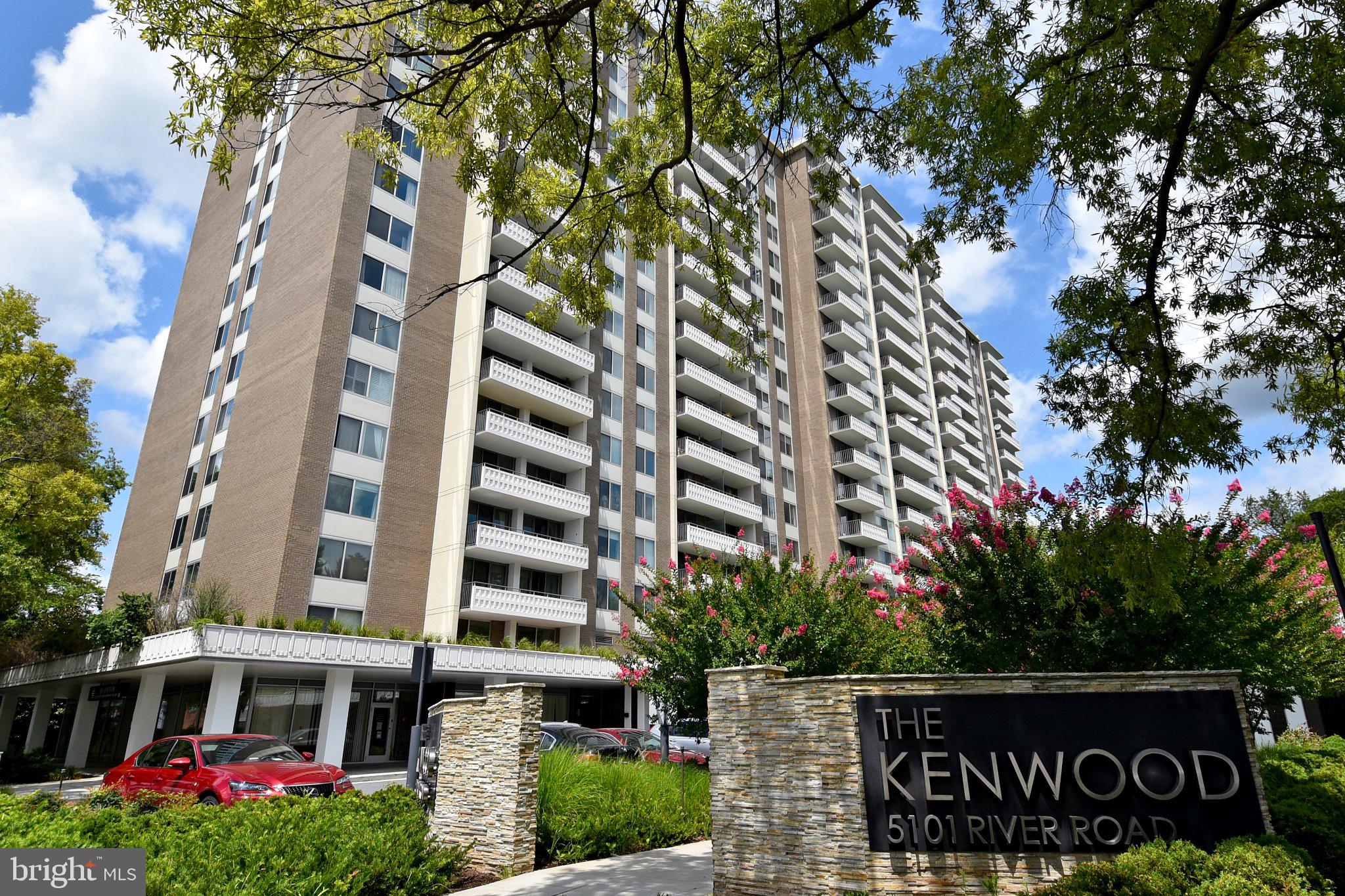 Now on the market - 1 BR/1BA unit in The Kenwood Condominium. All utilities are included in the condo fee. Unit comes with 1 reserved indoor parking spot and storage. This home overlooks the courtyard with tree top views from a private balcony. Spacious combination living/dining area; kitchen with Stainless Steel appliances, Gas cooking and abundant storage, The bedroom is large & light-filled; and the bathroom has Corian countertops and custom cabinetry. Beautiful parquet hardwood floors throughout. Walk-in closet, linen closet & a huge hall coat closet. Parking space #P-B74 is assigned and included. The Kenwood has 24/7 security in a recently renovated lobby, a state of the art fitness center, laundry on each floor, an outdoor pool, an expansive meeting room with a full kitchen, and a walking path around the professionally landscaped grounds with two picnic areas complete with grills and seating. Close to major commuting routes, the Capital Crescent Trail, Whole Foods, Downtown Bethesda.