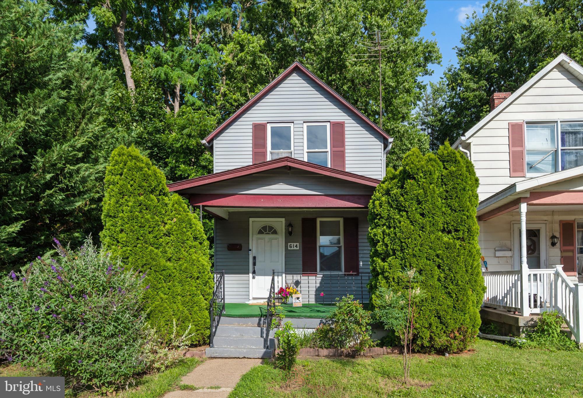 WELCOME to 614 Maryland Avenue! Why rent when you can own this charming single family home nestled on a private wooded lot, yet conveniently close to shopping, dining, commuter routes, and everyday amenities? Full of character and ready for your personal finishing touches, this affordable gem offers comfortable living with 2 bedrooms, 1 full bath, and a convenient first-floor laundry area.

Step onto the inviting front porch, the perfect spot to enjoy your morning coffee or unwind after a long day. Inside, you'll find a bright interior, newer luxury vinyl plank flooring in the living and dining rooms ideal for gathering with family and friends. The kitchen features a newer refrigerator and oven/range combination, while the newer HVAC system provides added peace of mind.

Outside, the backyard offers more space than meets the eye. Beyond the existing fence line, the property extends to a flat usable area, creating additional possibilities for gardening, recreation, or simply enjoying the outdoors. A storage shed provides extra room for tools, lawn equipment, and seasonal items.

Whether you're a first-time homebuyer, downsizing, or looking for an investment opportunity, this home offers an excellent chance to build equity and make it your own. Call now for a private tour!