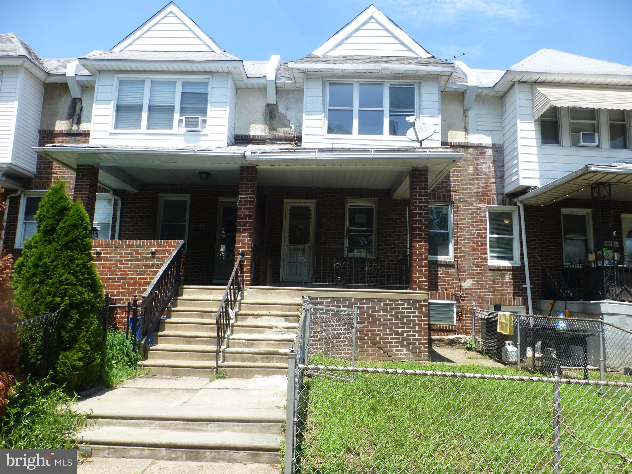 Great Opportunity in Tacony! Spacious two-story brick rowhome located in the highly desirable Tacony section of Philadelphia. This property features an inviting open front porch, perfect for relaxing and enjoying the neighborhood setting. The main level offers a generous living room with plenty of natural light, a formal dining area ideal for gatherings, and a well-sized kitchen with ample cabinet and counter space to accommodate everyday living and entertaining needs.

The second floor includes three nicely proportioned bedrooms, each offering ample closet space, along with a full hall bathroom. The full, unfinished basement provides excellent storage options and includes a convenient powder room, as well as walk-out access to rear driveway—offering great potential for future finishing or additional living space. A beautiful park view directly across the street enhances the home’s appeal. Conveniently located near local shopping, schools, public transportation, and major roadways, this property offers comfort, accessibility.