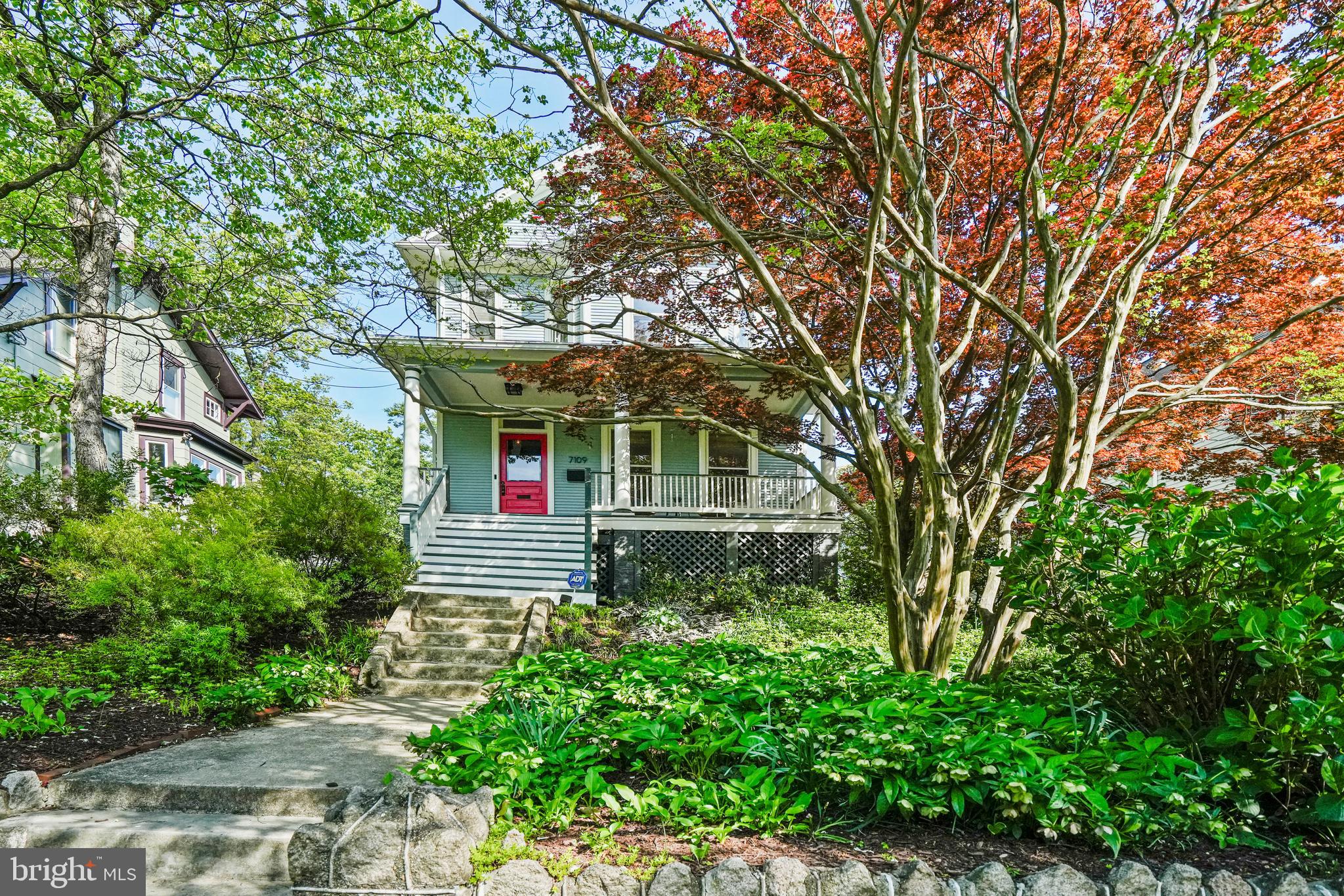 Welcome to this quintessential Takoma Park home—checking all the right boxes and more!

The home begins with a welcoming front porch with beautiful views. This space is perfect for morning coffee or winding down at the end of the day. The first level features a lovely entry foyer with original trim and hardwood floors and a living room filled with windows and high ceilings. The dining room is also full of light and offers space for both casual meals and formal entertaining. The kitchen is highly functional, with ample counter and cabinet space, and is just open enough to the dining room to stay connected to what's happening there. Also on this level are a convenient powder room and a mudroom with access to the rear deck and driveway—an extraordinarily practical setup for coming and going or unloading groceries using the driveway.

The second level includes three bedrooms and two beautifully renovated full baths. The primary suite could be either the spacious front room or the en-suite option at the rear of the home—options abound! The third level is fully finished with skylights and carpeted floors, making it a cozy and quiet space. It’s ideal for an office, playroom, guest room, or even a fourth bedroom.

The lower level features new flooring and plenty of open space. Whether left as-is or reimagined as your needs evolve, it offers great flexibility.

Certainly not to be missed is the jaw-dropping lot, which has hosted games of catch, al fresco dining, and peaceful enjoyment of the outdoors. Especially this time of year, it’s a true escape—ideal for gardening, play, or even future home expansion.

This special location offers the utmost in convenience, with the Metro just a stone’s throw away and the numerous shops and restaurants of downtown Takoma Park. Known for its small-town charm and close-knit community, this neighborhood is truly something special. Please see the map for additional highlights.