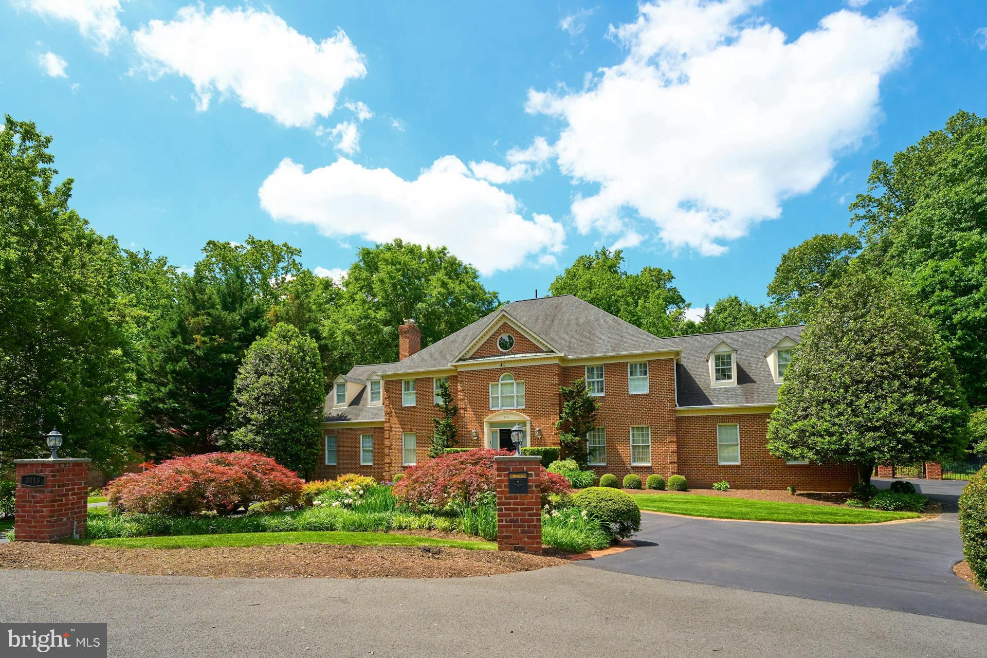 Stunning Brick Home located at end of cul-de-sac surrounded by mature trees & shrubs plus the Circular Driveway and 3 car garage makes an elegant first impression.  Absolutely Immaculate and meticulously maintained by the Owners.  Gorgeous Granite Floors upon entry exudes elegance and charm, as does the  unique hardwood Staircase.  The embassy sized Dining Room include Hardwood Flooring, custom Draperies, designer's choice wall paper and contemporary Chandelier.  This room is really great for large gatherings.  The Living Room off the Foyer is perfect for greeting guests.  The centerpiece of this room is the Fireplace and mantel large windows with more custom draperies and hardwood flooring.  I love the wallpaper in the main level half bath.  The Chef's Kitchen is awesome!  The dark mahogany color Cabinets, some with glass doors is eye catching.  Unique Granite Countertops, upscale Stainless Steel Appliances, large center island and cork floors plus the Breakfast Nook make this complete.  Enter the huge Family room with French Doors to the oversized Deck.  Gleaming Hardwood Floors plus another Fireplace make this a fabulous cozy room any time of year.  Then proceed to the Sunroom with Ceramic Tile Flooring, walls of Windows and doors to the Deck and spacious rear yard.  The Main Level Home Office is really oversized with tons of built in book shelves, Hardwood Flooring and elegant draperies.  Walk to to the Bedroom Level from either set of Hardwood Floor Staircases.  The main Staircase has a luxurious and upscale Carpet Runner taking you up to the center hallway.  Enjoy touring each Bedroom with interesting paint colors the Family enjoyed.  The Bedrooms have easy access to one of the 4 Bathrooms plus all enjoy large walk in closets.  One of the Bedrooms has a private bath and the other 2 share a Jack & Jill Bathroom, each with tub/shower. The enormous Primary Suite is fabulous with gleaming Hardwood Floors, another Brick Fireplace, two walk in closets, one with tons of hanging and built in shelving plus a bonus room off the Primary Bedroom.  This room offers another walk in closet with built ins,  Hardwood Flooring and neutral paint color plus another large walk in closet with built in shelving and hanging.   What a great room for a nursery, or a dressing room  or simply a large sitting room!    Another highlight is the Primary Bathroom.  It features a ceramic tile flooring with inlay design,  walk-in Shower with two Shower Heads and built in seating.  The huge soaking tub could accommodate 2.  This Bathtub is the major centerpiece in the Bathroom.  The tub is an "air bubble" tub, offering you a relaxing soak while the bubbles relieve your stress. a true  glamourous oasis for any homeowner.  At the other end of the Hallway, you will discover yet another Bonus room which we are using as an office.  This room can be accessed from the rear wood Staircase.   Trek on down to the Lower Level and discover another possibility for living peacefully with large full windows, walk out slider to the rear and the separate Suite for your guests. 
 Oversized Rec Room with yet another Fireplace.  a you walk out to rear yard you will enjoy the patio under the Deck plus the large private Pool.  Enjoy the Workout/Exercise Room w/storage closets.  The 5th Bedroom with full Bathroom access, another large room which could be a Bedroom or an office Den plus the 2nd Full Bathroom on this level.  One of the best features is the lot and the rear yard.  Surrounded by mature trees, privacy is plentiful.  You will love the large & private Pool  with Brick inlay and the Brick Sitting Wall.  I love the professionally landscaped yard and all the flower beds.  Fully fenced, the yard has lush grass which you will love entertaining on.  This home has it all - great bones, lots of storage, all brick & No HOA.