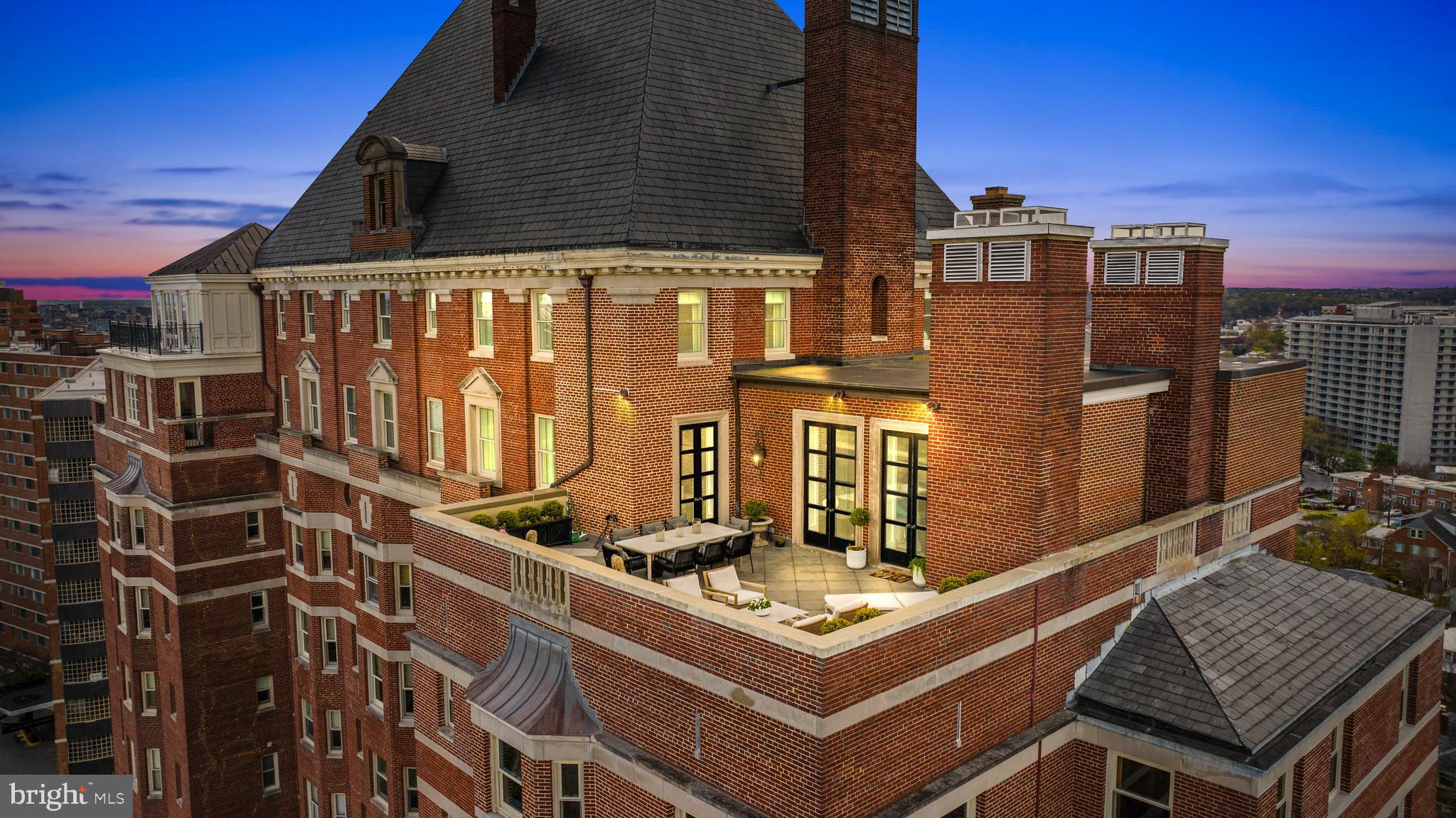 "I saw the angel in the marble and carved until I set him free" -  Michelangelo.       Architects Wyatt and Nolting actualized their vision in the completion of THE WARRINGTON in 1928....a Georgian Revival 13-story limestone and brick masterpiece comprised of 46 distinctive units.
Perfectly positioned atop this pre-war condominium sits a nearly 4,000 square foot penthouse duplex with soaring 11-foot ceilings, epitomizing unparalleled luxury with impeccably proportioned spaces....ideal for both sophisticated gatherings and everyday living.
Extensive millwork, custom herringbone cherry floors, artisan plasterwork, marble fireplace and exquisite lighting throughout.  Impressive three sets of French doors open onto an expansive terrace.....providing the perfect space for alfresco entertaining and breathtaking views.  Additional two sets of French doors with Juliette balconies are located in the library, providing westerly views over the rear gardens and spectacular sunsets.
Impeccably appointed kitchen features....Viking Professional six-burner stove, Sub-Zero glass front refrigerator and Thermador 55-bottle wine cooler.  A beautifully balustraded, grand curved staircase leads to the upper floor private space, with two exceptional en-suite bedroom retreats.  A set of double doors leads to the gracious primary bedroom, with marble bath and exquisite closets.
Building amenities include 24-hour front desk, full time manager and maintenance, porters and valet parking (with deeded space), extra storage, dedicated temperature controlled wine room with assigned spaces, bluestone patio with gas grill and an amazing, recently updated fitness facility.
THE WARRINGTON.....an iconic address and a lifestyle to match!