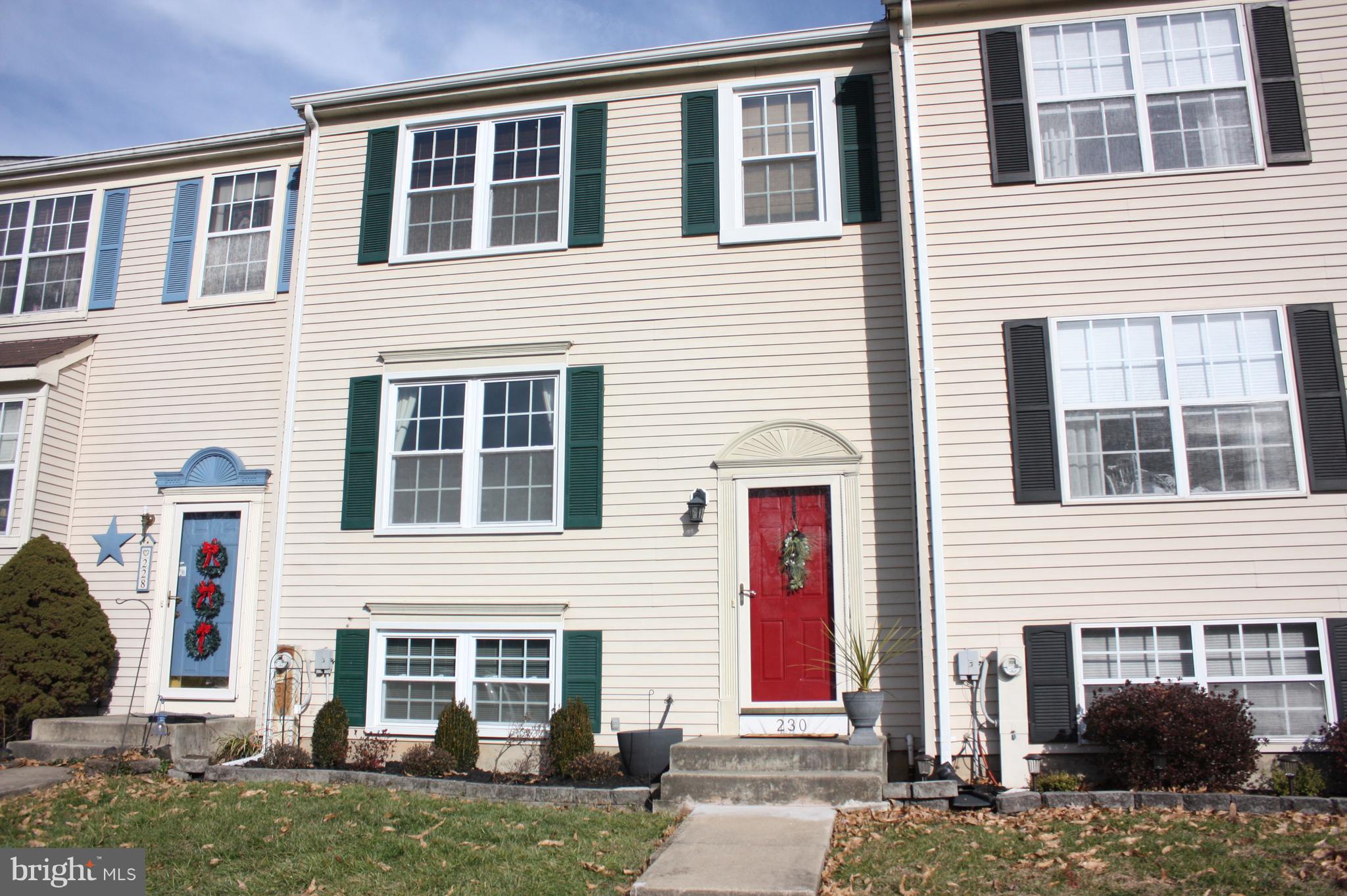 Lovely town home with 3 levels of living! Hardwood floors on first floor, new carpet on 2nd floor and basement. Nicely updated home with new kitchen counter tops, ss appliances, large deck for entertaining and privacy fenced back yard. Master bedroom has it's own full bathroom. Basement is fully finished with a pellet stove for heating. Near MARC, grocery stores, shopping, schools, 695 / 95 and public transportation.