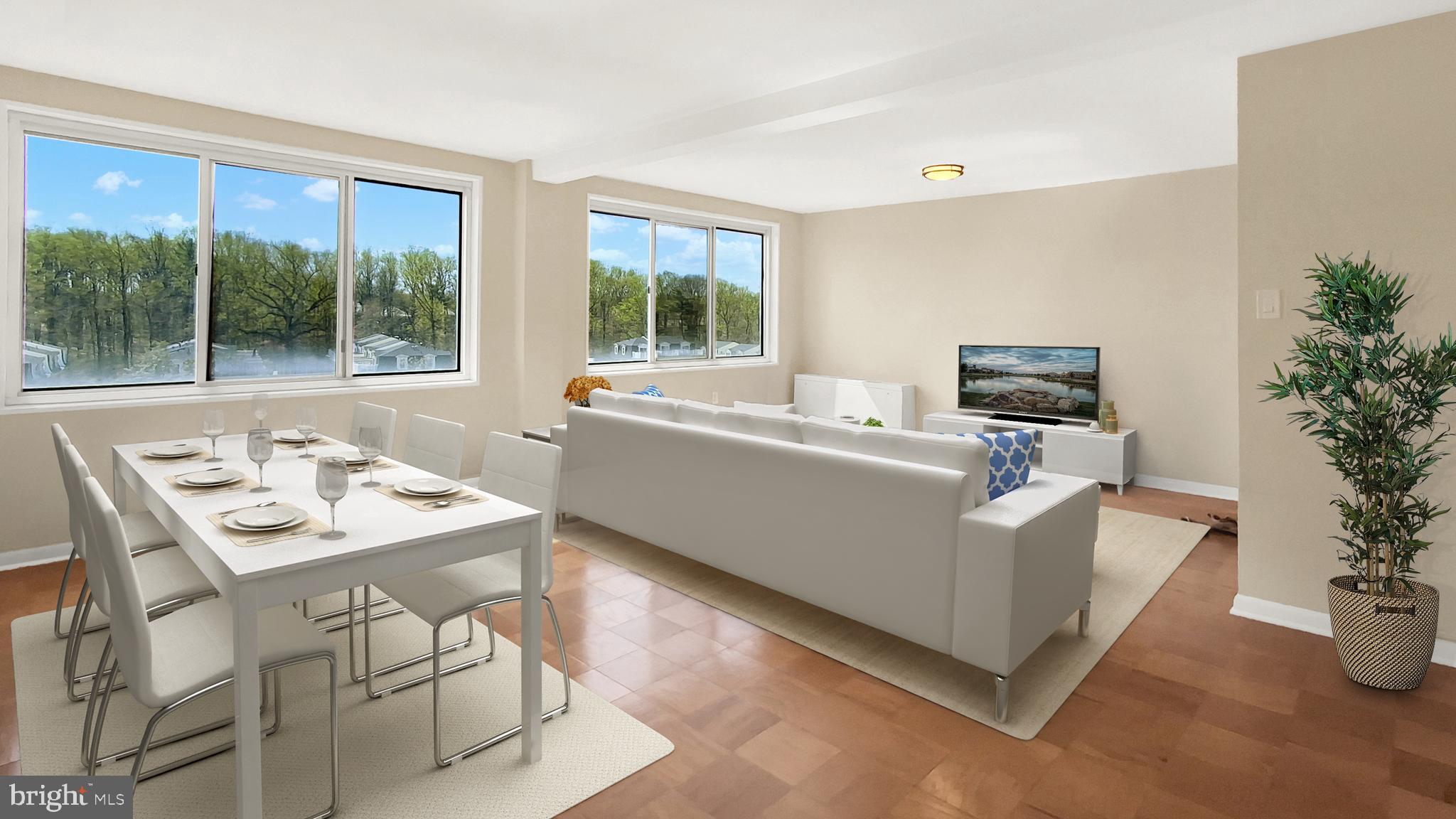 Large 1-Bedroom with all new stainless steel kitchen appliances! Amenities include Party Rooms, Fitness Center, Community Laundry, Package and Dryclean Valet, Pool, Picnic Pavillion, Roof Terrace, Bike & Extra Storage, Tot Lot, 24/7 Reception. Fee includes all utilities and parking . Fios & XFinity available.  SMOKE FREE BLDG, FELINE FRIENDLY.  Fee also includes maintenance of hvac units and in-unit maintenance program available for other items.  Hallways to be renovated this year!