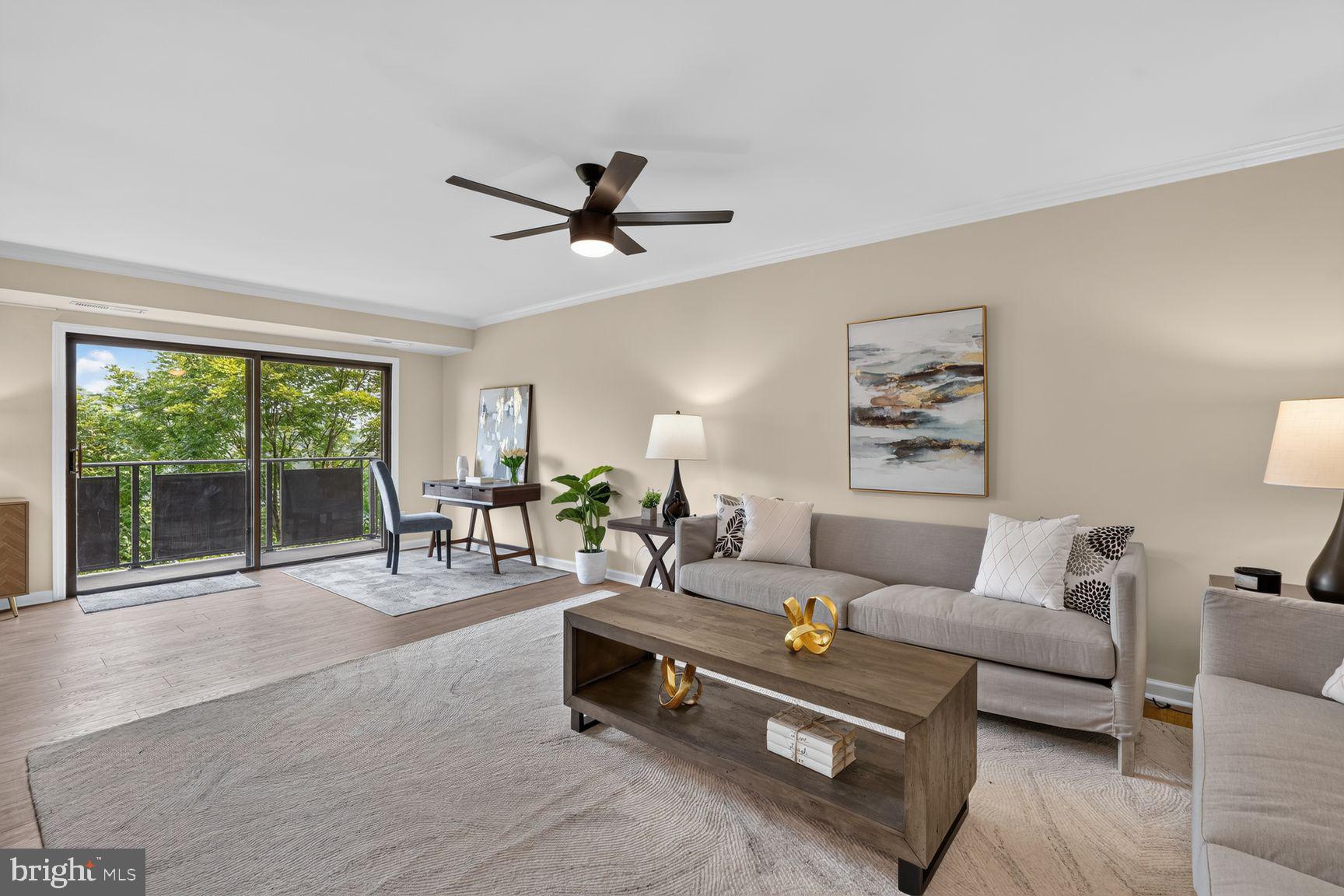 Beautifully renovated and move-in ready, this seventh-floor one-bedroom, one-bath condominium offers 785 square feet of thoughtfully updated living space.    The completely renovated kitchen features white wood cabinetry extending to the ceiling, new stainless steel appliances, including a gas range, dishwasher, and refrigerator, and new tile flooring. The spacious dining area opens to the living room, creating a comfortable layout for everyday living and entertaining. Fresh paint, new flooring, and a new ceiling fan give the living space a bright, updated feel.  The large bedroom has been refreshed with new flooring, fresh paint, new blinds, and a new ceiling fan. The full bathroom has been completely remodeled with a new tub, vanity, toilet, medicine cabinet, lighting, and fixtures, making every room feel fresh and ready for its next owner.  Residents enjoy an abundance of community amenities set among 27 acres of beautifully maintained grounds with mature trees, gardens, and walking paths. Amenities include three fitness centers, two outdoor swimming pools, tennis and basketball courts, saunas, guest suites, meeting and party rooms, a library with complimentary WiFi, picnic areas with gazebos and grills, a community garden, bike storage, additional storage space, laundry facilities on every floor, central heating and air conditioning, and two unassigned parking spaces.  The monthly condominium fee includes all utilities except internet, making monthly expenses simple and predictable. The building has also recently been prewired for Verizon Fios, making new internet service installation quick and convenient. With extensive updates throughout, outstanding community amenities, and an exceptional value for the price, this home is an excellent opportunity for first-time buyers, downsizers, or anyone seeking low-maintenance living.