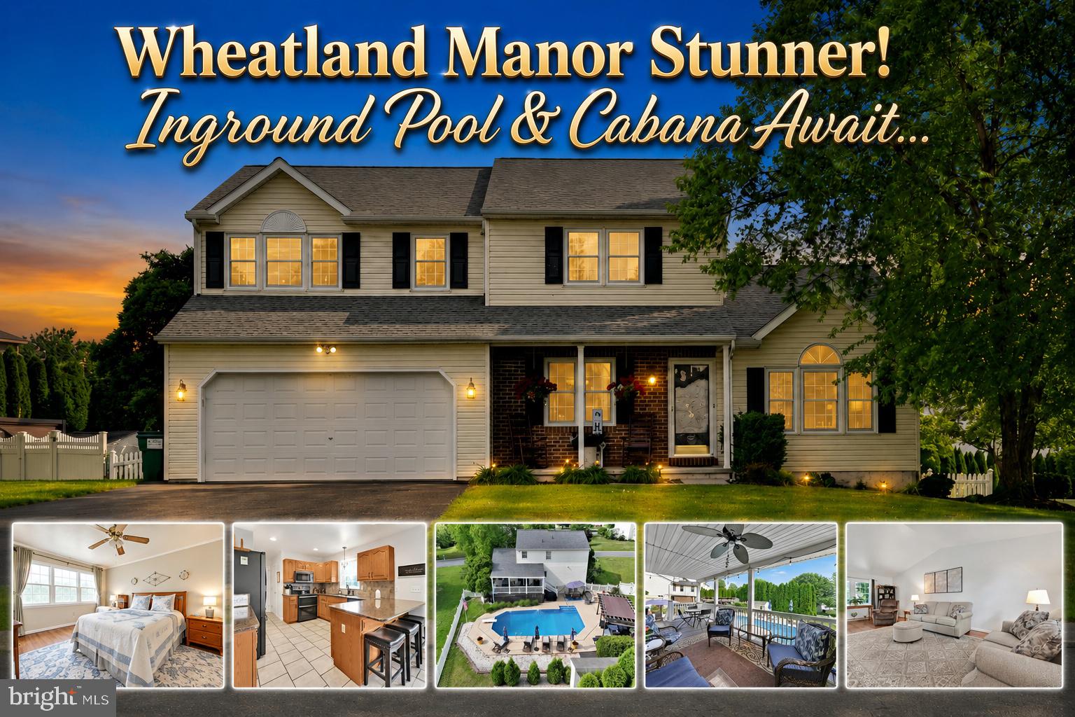 <span style="font-family: Georgia, 'Times New Roman', serif; font-weight: bold; color: red; font-size: 18px;">Are you looking for a home with an In-Ground Pool? Look No Further! </span>

Welcome to Wheatland Manor in Myerstown, Jackson Township! This tastefully decorated 3 bedroom, 2.5 bath two-story home offers inviting living spaces, stylish updates, and a fenced rear yard designed to feel like your very own private oasis. The living room features cathedral ceilings, creating a bright and open feel from the moment you enter. The flooring in the living room has just been upgraded too!  The upscale kitchen is sure to impress with quartz countertops, tiled backsplash, a breakfast bar, pantry space, matte black kitchen appliances that remain, to include a double oven. Just off the kitchen, you’ll find a breakfast area with french doors / including a retracble screen- leading to the 20 x 10 covered raised rear deck, plus a dining room or playroom area with new LVP flooring. The first floor has been freshly repainted and also offers a convenient laundry room/half bath combination.

The second floor features a primary bedroom with a walk-in closet and private bath, along with two additional bedrooms and a second full bathroom. The "dry" finished lower level adds even more living space with a family room featuring built-in bookshelves and surround sound, plus a separate gym or office area with electric baseboard heat and storage space in the utility room where you'll also find the natural gas furnace & hot water heater. 

Step outside and fall in love with the rear retreat! The fenced backyard offers an in-ground chlorinated pool with solar lights, steps into the shallow end, a diving board at the 8 1/2 -foot deep section, and a new liner. Relax in the shade from the 12 x 16 cabana overlooking the pool, enjoy the 10 x 20 covered raised deck,  10 x 20 rear patio, and  10 x 16 storage shed with electric. 

Notable highlights include *****replacement windows and roof in 2025****  efficient natural gas Rheem furnace, Rheem 40-gallon gas hot water heater, gutter guards, and a  finished 2-car attached garage with painted floors, drywall, storage area with sliding barn-style door, and shelving. The driveway was also recently repaved with a 3-inch topcoat. A wonderful blend of comfort, updates, and outdoor enjoyment — this home is ready to welcome its next owner!