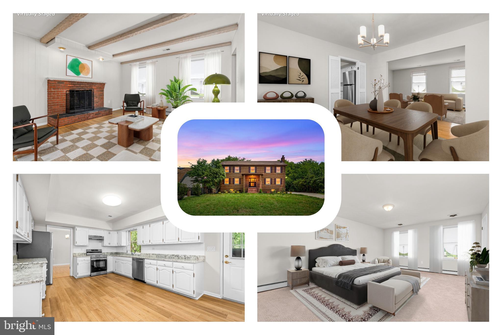 Set on a picturesque, shaded 1-acre lot in a quiet Clinton neighborhood just five minutes from Joint Base Andrews, this beautifully remodeled all-brick and block home offers timeless construction paired with over $150,000 in thoughtful upgrades, including an HVAC system. The inviting main level welcomes you with an elegant Italian tile foyer, a graceful staircase, spacious formal living and dining rooms, a cozy family room anchored by an oversized brick fireplace, a fully renovated kitchen with abundant cabinetry, countertops, stainless steel appliances, and refreshed lighting and fixtures, plus a convenient laundry room and half bath. Upstairs, you'll find four generously sized bedrooms, including a spacious primary suite with a renovated private bath, while the updated hall bath serves the remaining bedrooms. The expansive unfinished lower level offers endless possibilities for future living space, a home gym, workshop, or recreation area, along with abundant storage. Outside, enjoy the privacy of mature trees, a level backyard, storage shed, covered front porch, and a garage/carport-ready setup. Convenient to MD-5 (Branch Avenue), I-495, and Suitland Parkway, commuting throughout the Washington metropolitan area is effortless. Major employers including Joint Base Andrews, the U.S. Census Bureau, and National Harbor are all within easy reach. Nearby shopping and dining await at Woodyard Crossing Shopping Center and Coventry Plaza, while outdoor recreation and local history can be enjoyed at Louise F. Cosca Regional Park and Surratt House Museum, making this exceptional property an ideal place to call home.

Mortgage savings may be available for buyers of this listing.
Virtually Staged