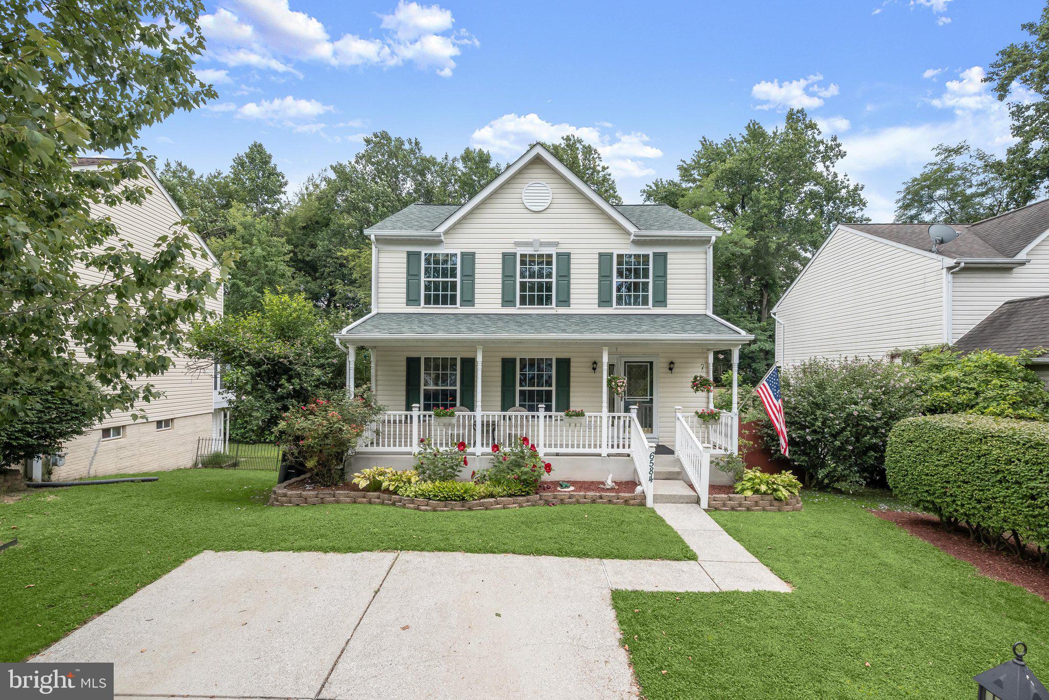 Spacious 3-bedroom, 3.5-bath Colonial offering comfortable living spaces, two screened porches, and a private fenced backyard backing to woods. A charming covered front porch welcomes you inside to the formal living and dining rooms. The spacious kitchen features a breakfast nook and sliding glass doors leading to the main-level screened porch and adjoining open deck, perfect for relaxing or entertaining while enjoying the peaceful wooded backdrop. Upstairs, the primary suite offers a walk-in closet and an en suite bath with dual vanities. Two additional bedrooms and a full hall bath complete the upper level. The walkout lower level provides a versatile recreation area, a full bath, abundant storage space, and access to the second screened porch and the privacy-fenced backyard. Ideally located near major commuter routes, shopping, dining, parks, and entertainment, this home offers the perfect blend of space, comfort, and convenience.