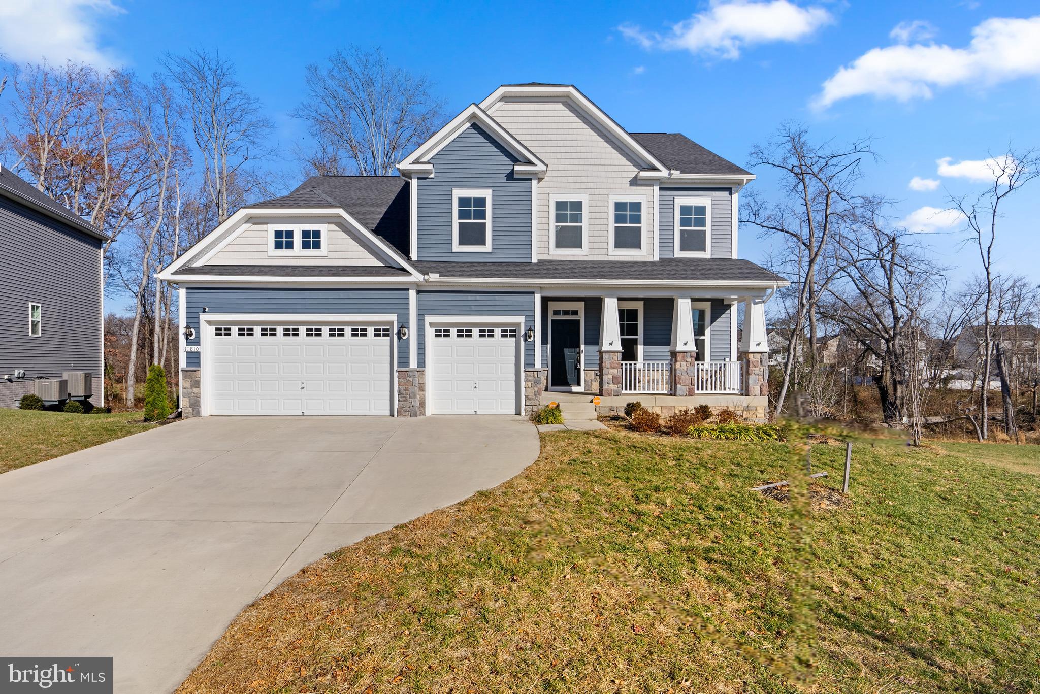Constructed in 2021, this 5-bedroom, 4.5-bathroom residence is a meticulously planned living space. Assumable 3.75% VA Loan is available. Positioned on a verdant lot with neighboring Eco Pond and convenient walking trails, this home offers a peaceful retreat with modern amenities. The interior features an open floor plan on the main level, with LVP wood flooring, a formal dining room with a coffered ceiling, and a family room with recessed lighting. The gourmet kitchen boasts a 13-foot island, quartz countertops, stainless steel appliances, and soft-close maple cabinets. Additional spaces on this level include a sunroom, an office with French doors, a mudroom, a half bath, and access to a 3-car garage.
Moving upstairs, there are 4 spacious bedrooms, including the primary suite with a tray ceiling, sitting room, walk-in closets, and an ensuite bathroom. The lower level enhances functionality with an additional office space, a large rec room with wall-to-wall carpeting, recessed lighting, a full bathroom, a comfortable bedroom, and ample storage space. This newly constructed property combines comfort, luxury, and convenience.