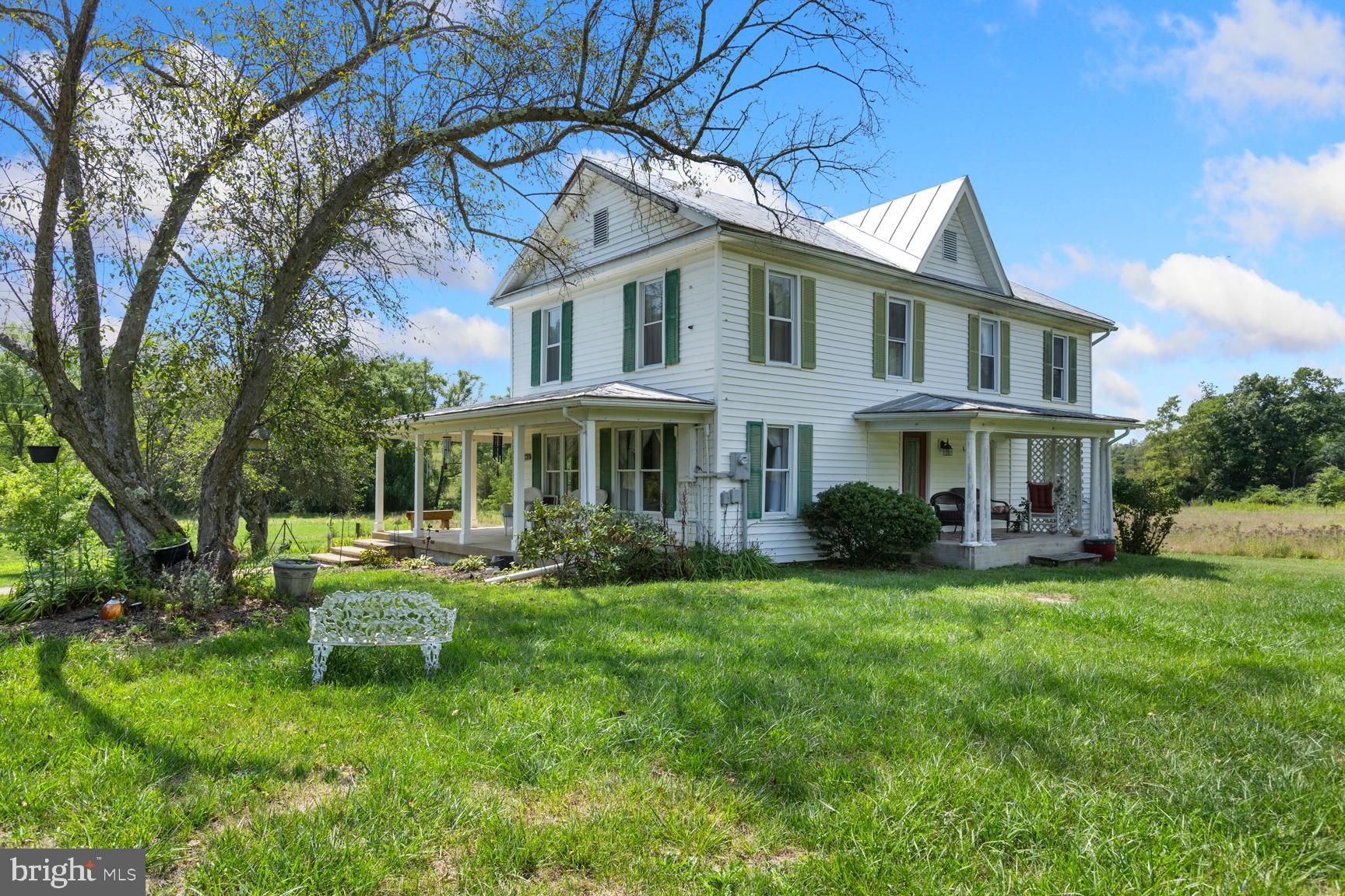 Unique 100+acre farm offering with limitless possibilities.   Original Log Home circa 1796 with additions, wrap around porches overlooking beautiful lawn and gardens,  sturdy bank barn with hay storage, stalls & workroom, detached garage with wood burning furnace for the house,  long state road frontage on US Route 42 (Senedo Road),  pond, small seasonal stream, flowing spring and a cave!  Separate pastures and 18 acres of beautiful mature hardwoods.   Plenty of space for livestock, hay crops, gardening, etc!   Currently enrolled in the Mt. Jackson Ag-Forestal District.   Potential for additional homesite, hunting retreat, homesteading, vineyards, use your imagination!   Sold "as is"   Additional details available. Please do not drive onto the property without an agent and an appointment.