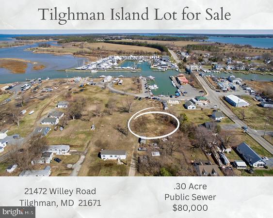 Tilghman Island. Clear level building lot with public sewer available.  The perfect spot for your new vacation / retirement home.  Excellent opportunity to make your island dream come true.