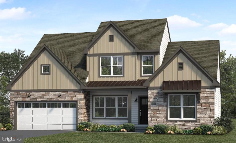 UNDER CONSTRUCTION – AVAILABLE THIS SUMMER: This thoughtfully designed 2-story home with a first-floor owners’ suite features an inviting front porch and a grand 2-story foyer and family room. The 2-car garage opens to a spacious mudroom complete with built-in lockers and laundry room access. Stylish vinyl plank flooring flows throughout the main living areas. To the front of the home is a study and a formal dining room accented by beautiful craftsman wainscoting and a tray ceiling. The kitchen, well-appointed with enhanced appliances and cabinetry, quartz countertops with tile backsplash, and a large island and pantry, opens to a sunny breakfast area with access to the rear patio. Adjacent to the kitchen is the bright family room warmed by a gas fireplace with stone surround and floor to ceiling shiplap that makes a stunning focal point in the room. The spacious owner’s suite on the first floor includes a private bathroom with a tile shower, double bowl vanity and an expansive closet. On the 2nd floor are 2 additional bedrooms, a full bathroom, and loft space. (The floor plan shown represents the standard layout for this home plan. Actual layout, features, and options may vary. Construction plans take precedence over artwork. Please see the Community Sales Manager for details.)