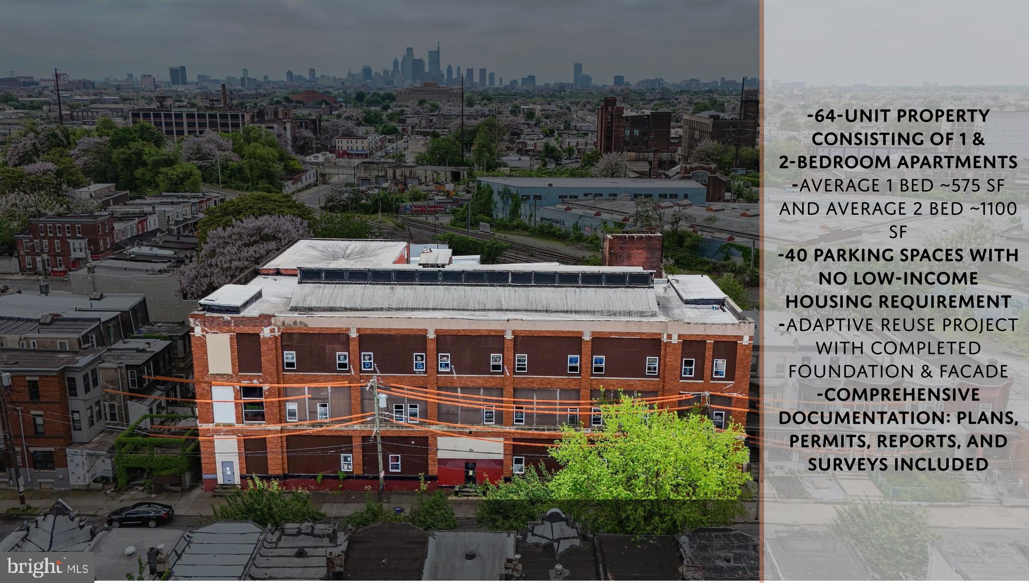 Jump into your next development project which is truly shovel ready!
-Incredible Investment Opportunity in a Thriving Locale!
-Projected Gross Rent: $1,012,200 annually 
-64-unit property consisting of 1 & 2-bedroom apartments
-Average 1 bed  575 sf and average 2 bed  1100 sf
-40 Parking Spaces with No Low-Income Housing Requirement
-Adaptive Reuse Project with Completed Foundation & Facade 
-Comprehensive Documentation: Plans, Permits, Reports, and Surveys Included

This property presents an exceptional investment prospect in a rapidly developing area. With a substantial projected rental income and a high cap rate, investors can expect significant returns.  Don't miss out on this lucrative opportunity to capitalize on the growth potential of this dynamic market! This building would make an excellent addition to your portfolio. Contact us today to learn more about this exciting investment opportunity.