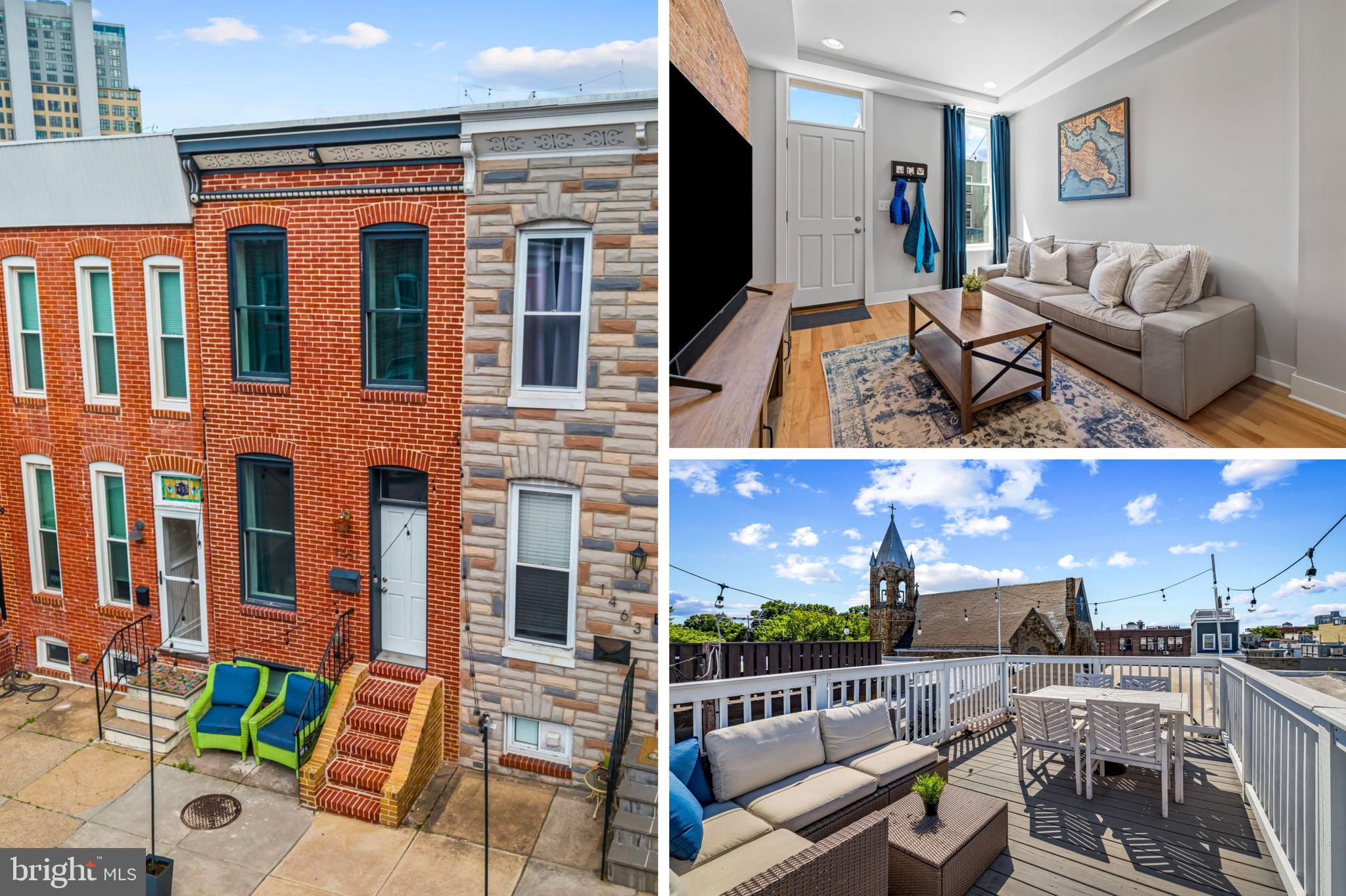 Experience the best of Locust Point living in this beautifully renovated CHAP home located steps away from Latrobe Park and just a short walk to McHenry Row, the Water Taxi, Fort McHenry, and neighborhood favorites such as City Limits and Miss Twist. Approximately 1-1.5 years remain on the CHAP Tax Credit, 2025/2026 bill offered savings of $4,476/year (or $373/month). Originally gut renovated by Chance Builders in 2017, this home offers the rare convenience of a two-car parking pad although parking is typically easy to find on the street. Light hardwood floors and a bright kitchen featuring white cabinetry, tasteful countertops, and backsplash. Upstairs, you'll find two spacious bedrooms and two full baths, including a primary suite with walk-in shower. The recently re-stained two-tier rooftop deck offers classic city and park views. (Just in time to entertain for the 4th of July fireworks!) The fully finished lower level adds exceptional flexibility with an oversized third bedroom that can easily function as a guest suite, home office, gym, or media room, along with a third full bathroom, large laundry room, and abundant storage space. A rare opportunity to enjoy low-maintenance city living with valuable tax savings in one of Baltimore's most sought-after neighborhoods. Seller updates include: Re-stained deck (2025), sump pump (2025), LVP flooring in basement (2023), resealed roof (2023), washer/dryer (2021)