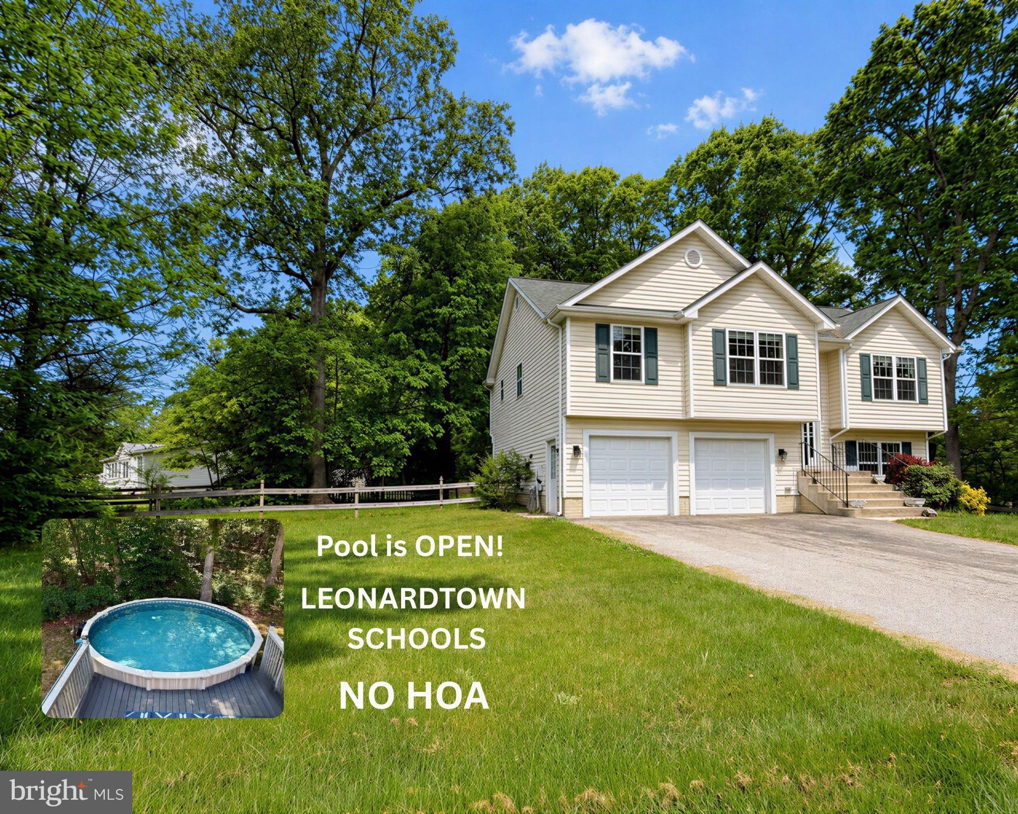 Pool is Open & Summer Is Calling!  Now offered at $439,900.  The pool is open and ready for summer! Whether you're searching for your next home, a property with room to grow, or a home that could offer future rental potential, this well-maintained split foyer deserves a closer look.  Situated on a spacious lot in Hollywood, MD, this property offers the perfect blend of comfort, and flexibility.  Located in the sought-after Leonardtown school district—Duke Elementary, Leonardtown Middle, and Leonardtown High School—you'll enjoy NO HOA, no Leonardtown town taxes, and convenient access to shopping, restaurants, schools, and commuter routes.  Step outside to your own backyard retreat featuring a recently updated deck and an inviting pool—perfect for entertaining, relaxing, or enjoying everything Southern Maryland summers have to offer.  Inside, you'll find three bedrooms, three full baths, and approximately 1,640 square feet of functional living space. The lower level provides the flexibility buyers are looking for today, whether you need a home office, guest suite, recreation room, or additional living space.  A spacious two-car garage with extra depth provide plenty of room for vehicles, hobbies, or storage.  With no HOA, a desirable school district, a large lot, and amenities that appeal to both homeowners and future tenants, this property offers value today and flexibility for tomorrow. Whether you plan to make it your forever home or keep your options open for future rental income, this is an opportunity you won't want to miss.