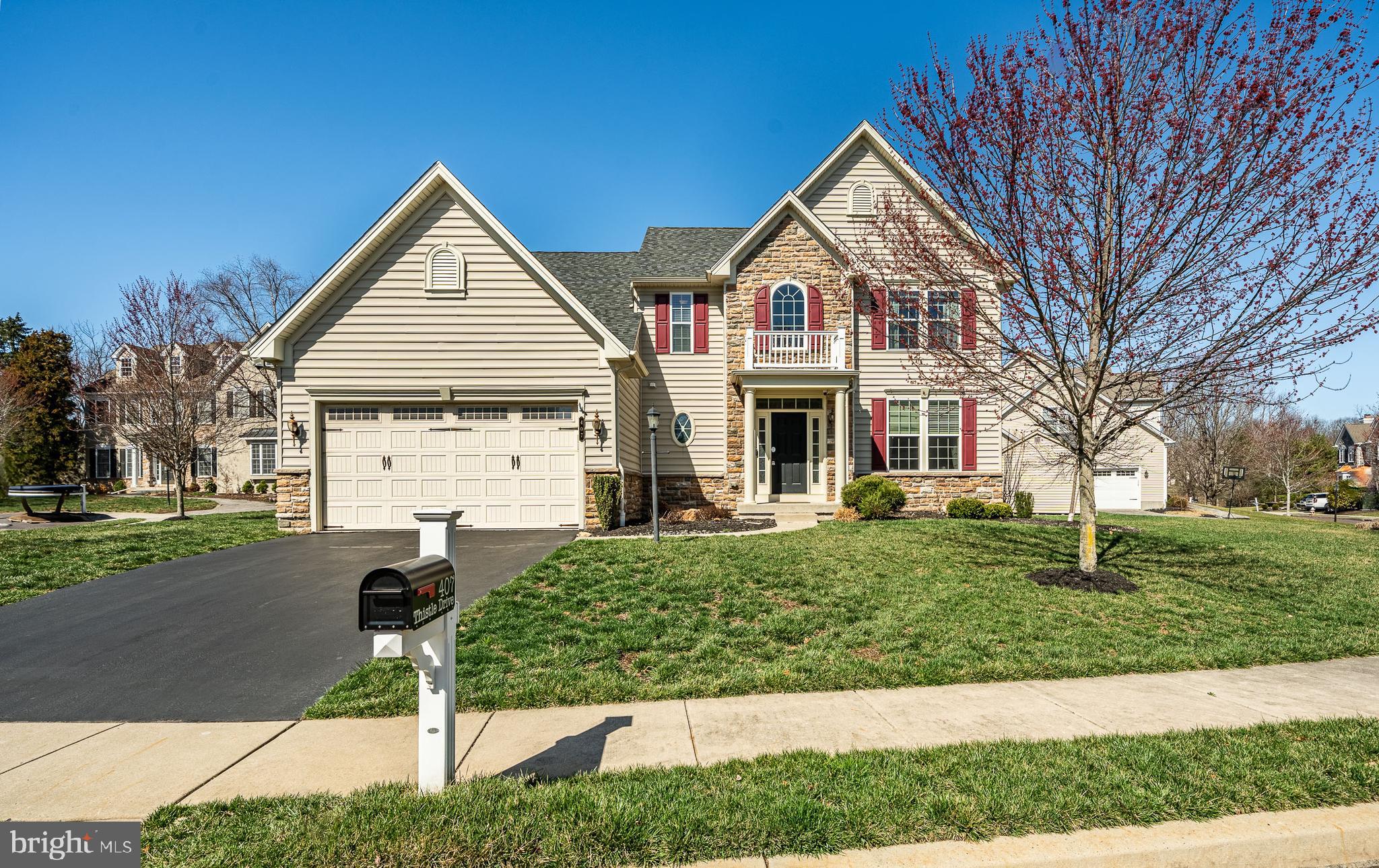Welcome to 407 Thistle Drive, nestled in the highly desirable Phoenixville School District on a tranquil cul-de-sac in beautiful Kimberton Meadows Community.  The community includes a walking trail and is conveniently located near the new Hares Hill Elementary School.  This stunning 4-bedroom, 2.5-bath home offers an array of appealing features, including a finished basement that boasts a previously utilized media room, a spacious multi-functional area, a second half bath, and ample storage. As you enter, you are greeted by a grand two-story foyer and a convenient powder room. The gourmet kitchen, complete with a modern island and a cozy eat-in area, showcases brand-new Bosch  appliances that are included with the property. The kitchen seamlessly flows into the family room, creating the perfect space for entertaining and relaxation. The two-car garage, featuring additional storage, provides convenient access to the home through the laundry/mudroom. Upstairs, you will find four generously sized bedrooms, including a luxurious owner’s suite that features vaulted ceilings, a cozy sitting area, and walk-in closets. The owner’s bathroom is a true retreat, equipped with a walk-in shower, linen closet, double sinks, and more. The upstairs hallway bathroom, complete with a tub/shower combination and adds to the home’s functionality. Step outside from the kitchen to discover a beautiful composite deck adorned with a retractable awning, a charming pergola, and a screened gazebo, perfect for outdoor gatherings. Additionally, a ride-in shed offers convenient storage for your lawn mower and outdoor essentials.   Just installed are the new water softener system, hot water heater, sump pump, and first floor air conditioning unit.  Join us for an open house on Friday, April 4th from 3 PM to 5 PM and Saturday, April 5th from 11 AM to 1 PM. Don’t miss the opportunity to make this wonderful home yours!  All offers are due by Monday April 7th 4PM EST.
