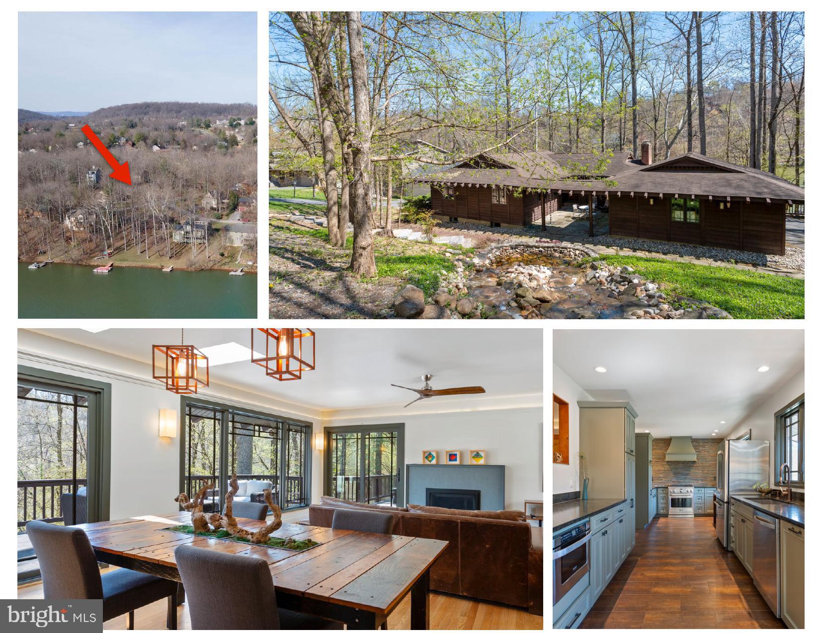 One of a kind lake home truly offer the full lake experience. This home has it own private dock with easy access to the water and gorgeous water views all year round. It offers a modern craftsman interior with abundant natural light, wood and stone details. The shaded wrap around decks on both levels offer a supreme outdoor living experience, and the home has recently been fully renovated and updated. On the main level you will find the living room with a beautiful gas fireplace, dining room and gourmet kitchen all surrounded by windows and views of the lake. The gourmet kitchen has been superbly designed with custom cabinets, granite countertops, a gorgeous gas range, stainless steel appliances and sleek draw insert microwave. There is a primary bedroom on the main level with a bathroom designed for aging in place with a zero entry shower and attractively finished reinforced hardware that can be used as grab bars. There are two additional bedrooms and another full bath. On the lower level there is a second primary bedroom which is lake front, and a huge 5th bedroom , as well as a lake front  room currently being used as an office, but which could be a 6th bedroom, gym or play room. There is a comfortable rec room with built-ins, a wood stove for those cozy winter nights which also opens onto the lower deck and enjoys more lake views. The front courtyard greets guests with the soothing sounds of the huge custom waterfall and the home has a double garage with lots of additional driveway parking. For storage there is a large closet with shelving and 2 sheds on the deck for storing all of your lake toys, garden tools and firewood. The yard slopes gently down to the lake and your own private dock which was recently rebuilt with composite decking. There is also a pontoon boat which could convey with acceptable offer. If you can tear yourself away you also have the opportunity to enjoy all the Lake Linganore has to offer: deep Navigable lake, multiple sandy beaches, multiple pools, boating, fishing, swimming, tennis, basketball, beach volleyball, nature & bike trails, Frisbee golf, pickle ball, Event Tent, Farmers Markets, Summer Concert Series under the stars, playgrounds and so much more! Come and see for yourself.