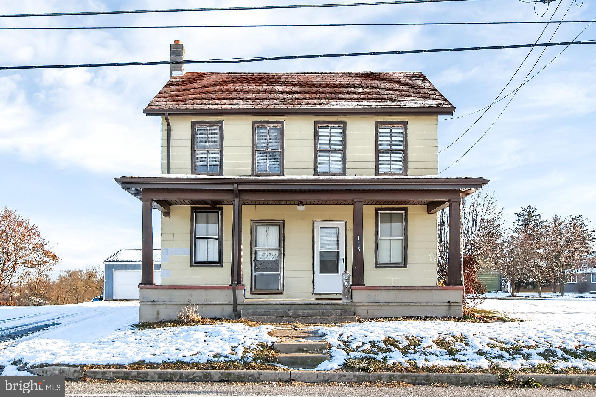 OPPORTUNITY AWAITS for the Buyer that is looking for a Detached 4 Car Garage and Workshop and also might be interested in a 1890's 4 Bedroom 2 Bath Colonial that is oozing with Character and Upgrades! Featuring  2016 Roof, 2010 Gas Forced Air with  CAC, 1st Floor Laundry Hookups, Original Interior Wood Doors with Original Hardware,  Wood Flooring under Carpet just waiting to be exposed,  Workshop has 220 line for Welder,  Public Water & Sewer, Natural Gas , Original Well Available and 1 YR  HMS Home Warranty. Just across the Street from Zion View Community Park. Cosmetics TLC.  Sold in As Is Condition! Hurry to See it Now!