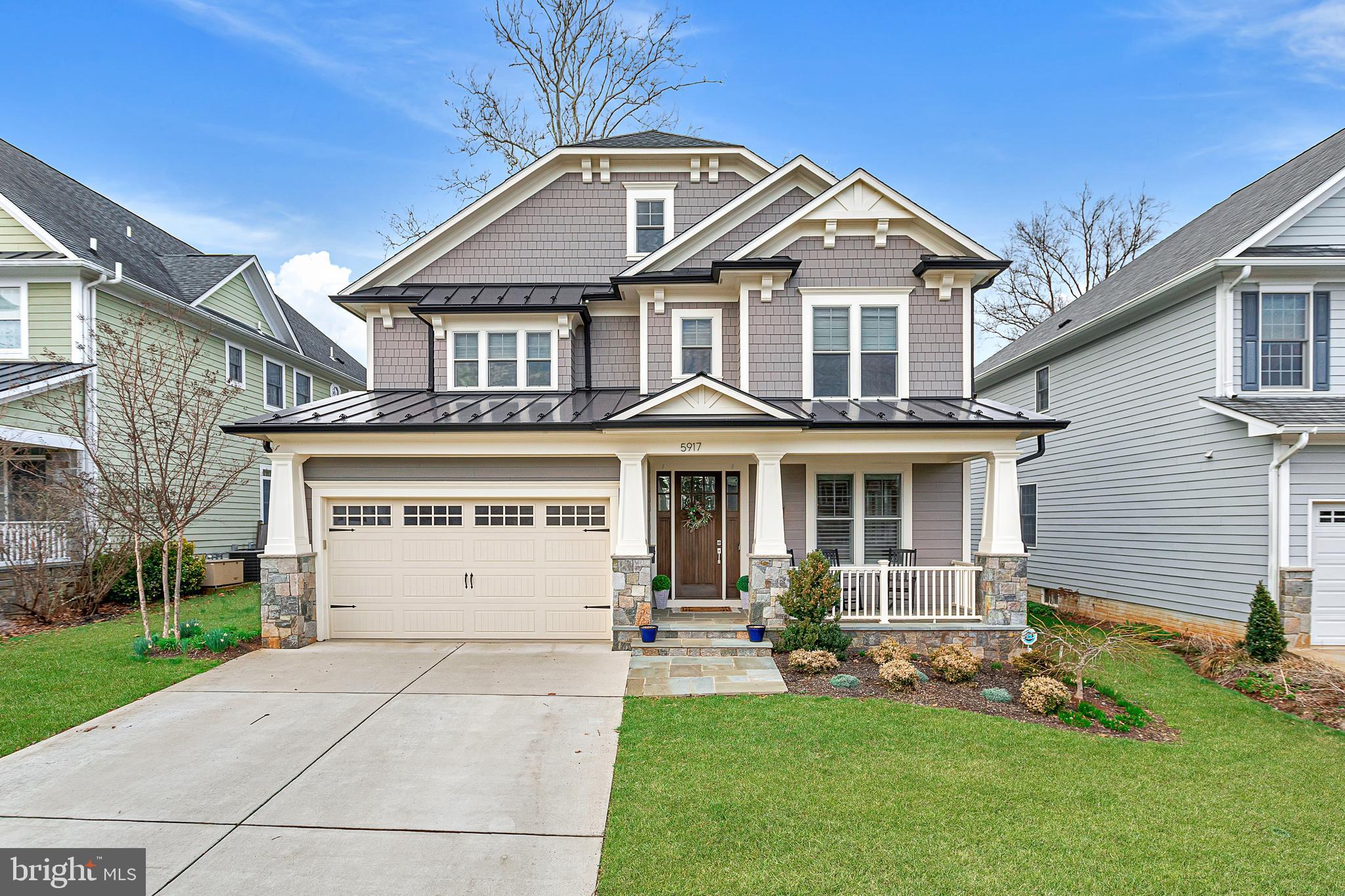 Located in sought after Wyngate, 5917 Anniston Road was custom built in 2017 featuring a desirable floorplan and beautiful backyard. The main level offers formal living and dining, a large kitchen with island and separate breakfast area, family room, powder room, and home office. The upper level features a scrumptious primary suite with dual walk in closet's and oversized en-suite bathroom. There are 3 additional bedrooms and 2 additional bathrooms on the upper level. The lower level features a 5th bedroom and 4th full bathroom along with an exercise room, giant recreation room with high ceilings, and extra storage. 

Additional features include: built-ins, coffered ceiling, hardscaping, full privacy fencing, whole house backup generator; sprinkler system with sub-meter, lighted areas with timer for backyard; exterior hookup for gas grill, oversized Andersen Low-E double-hung windows, high efficiency two-zone Carrier HVAC, 75 Gallon power vent gas high efficiency hot water heater, sump pump, and a hard wired security and fire alarm system.