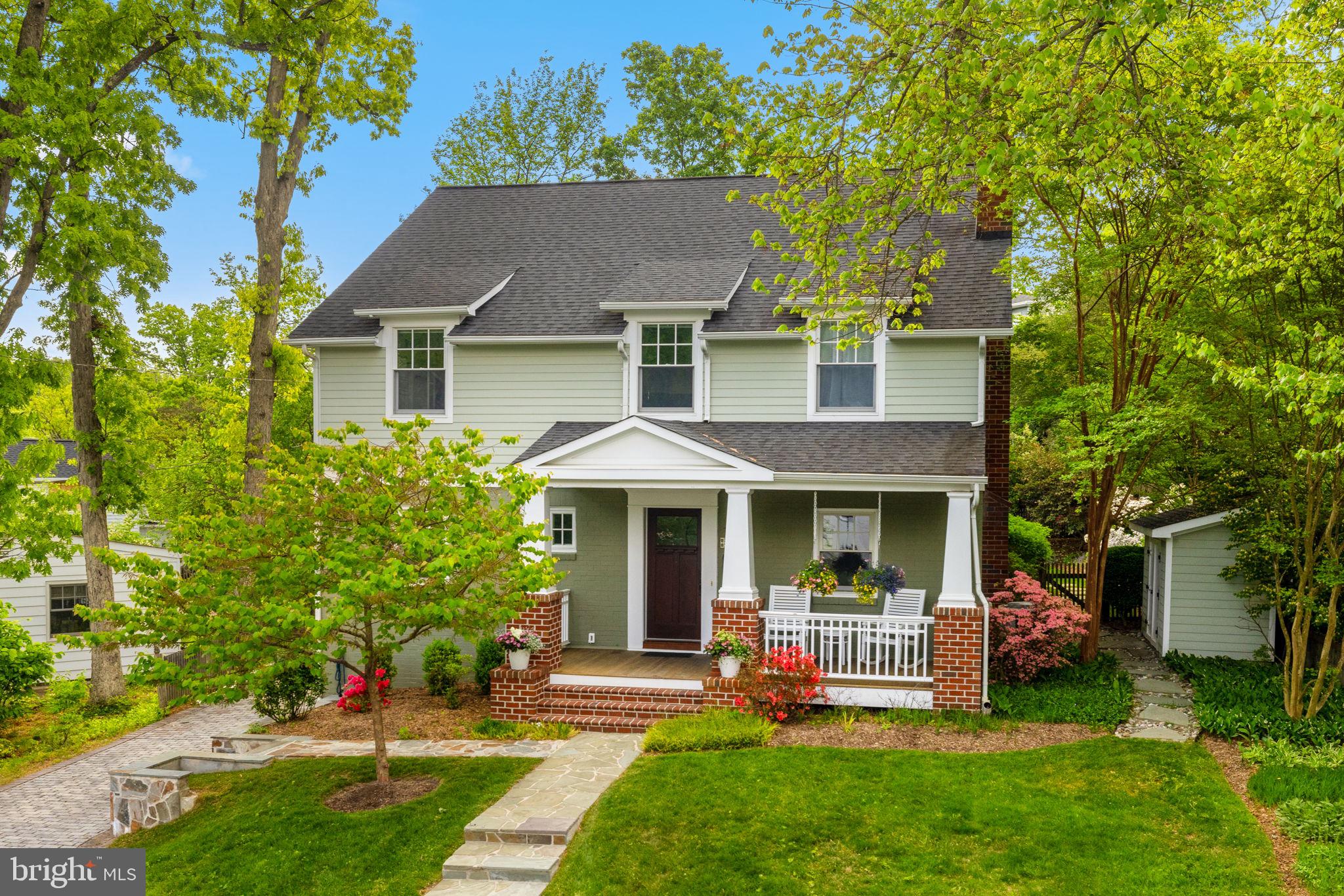Sited in the heart of one of Alexandria's most beloved neighborhoods, 3307 Elmore Drive is a distinguished 5-bedroom, 4.5-bath Craftsman residence commanding immediate attention, with mature landscaping, a welcoming front porch, and a flagstone walkway composing a picture of quiet, timeless elegance.

Completely reimagined down to the studs in 2008, the home's character-rich detailing is paired with the comfort and functionality today's discerning buyer demands. Inside, oversized Andersen windows fill an airy, light-filled interior where rich architectural accents punctuate every room. The main level is composed for both intimate everyday living and gracious entertaining, with generous gathering spaces, a cozy gas fireplace, a private office, and a sweeping dining area flowing into a beautifully appointed chef's kitchen outfitted with top-of-the-line appliances, custom Mouser cabinetry, black granite countertops, a two-level island, walk-in pantry, and custom built-ins.

Upstairs, the primary suite offers a walk-in closet and spa-inspired bath with soaking tub and oversized shower. Three additional bedrooms complete the upper level, one a private en-suite and two served by a well-appointed hall bath, alongside a full-length walk-up attic providing exceptional storage.
The lower level extends the home's finished living space, offering a comfortable family room, a full bathroom, and a renovated laundry room with new washer and dryer.

The fully fenced rear grounds deliver a private outdoor retreat: a bluestone patio, flat lawn, and mature landscaping creating a verdant backdrop for alfresco living.

Recent improvements include a renovated laundry room with new washer and dryer, updated basement carpeting, two new HVAC systems, and a new sump pump.

Steps from "The Pit" playground, Del Ray, Old Town, National Landing, DCA, and commuter routes, 3307 Elmore Drive represents a singular opportunity to acquire one of Beverley Hills' finest offerings.