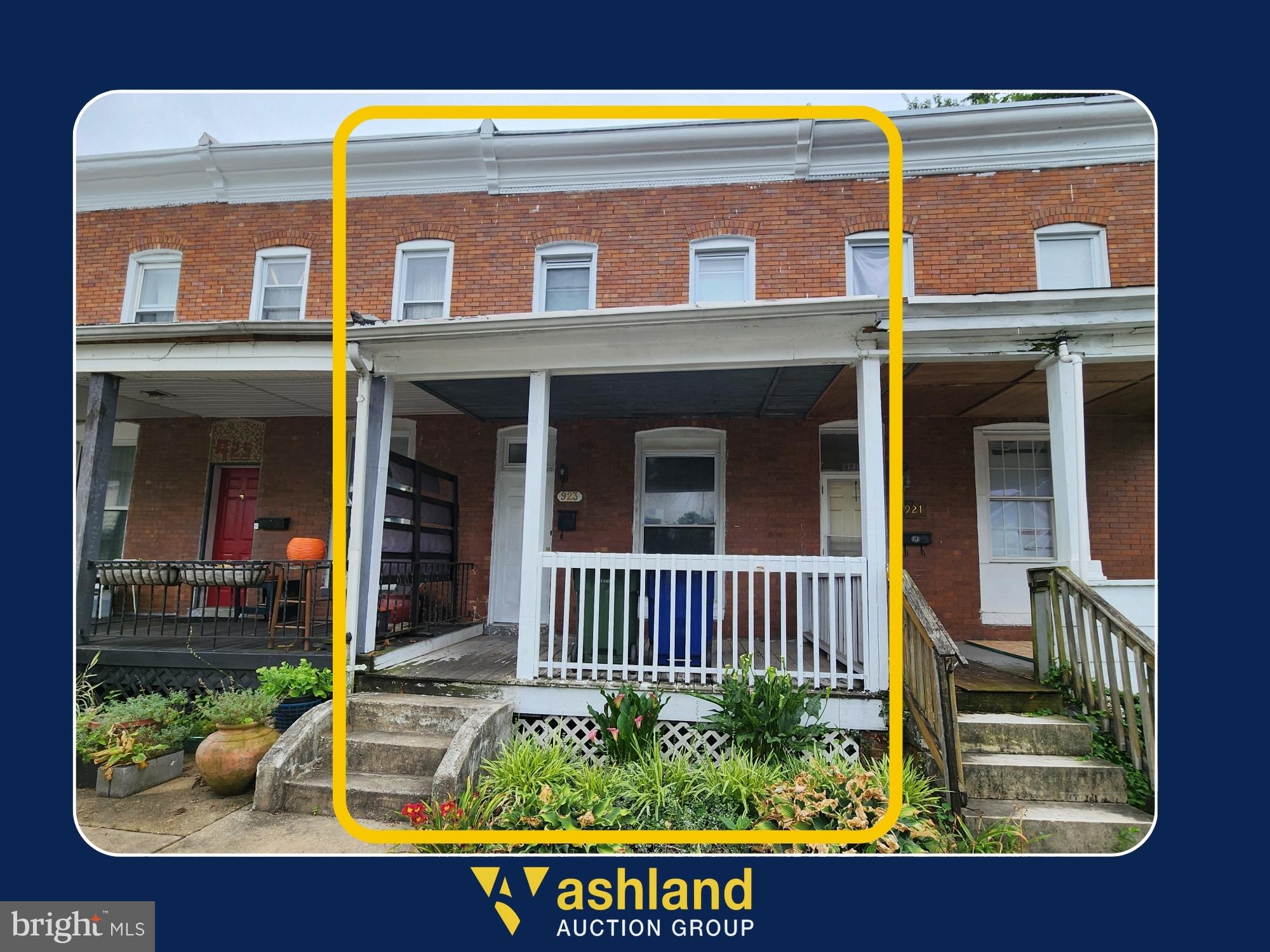 ONLINE AUCTION: This auction takes place on the Ashland Auction Group website bidding platform. Bidding begins 7/21/2026, 10:00 AM. Bidding ends 7/23/2026, 11:40 AM. The list price is the suggested opening bid. Deposit: $5,000.

This two-story, porch-front townhouse is located in the Better Waverly neighborhood of Baltimore City. Residents can enjoy the nearby attractions and facilities such as the John Hopkins University, Clifton Park Golf Course & Park, and Baltimore Museum of Art. The property’s occupancy is unknown. It has easy access to Greenmount Avenue, Harford Road, and I-83 (Jones Falls Expressway), offering convenient connections throughout Baltimore.