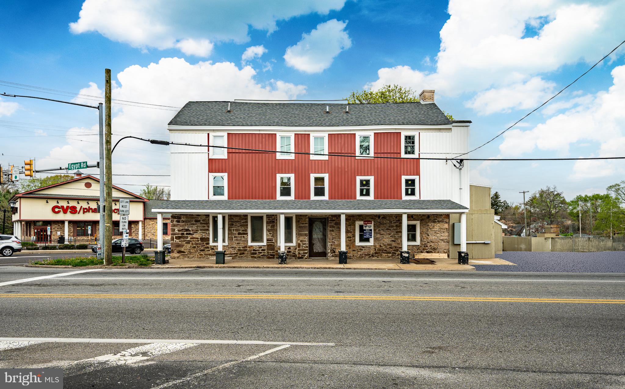 Opportunity to relocate your business and own this well known, high profile corner in Audubon, Lower Providence.  Check out the changes on this first floor commercial space now with a 2 story main floor renovation almost complete and the additional rear area completely opened up and ready to finish.  15 foot ceilings on the first floor,  great room! There is also an outside rear fenced paver patio area and a newly redone basement for full use. Consider the uses for this 1st floor commercial space and 4 high end upscale residential apartments on the 2nd and 3rd floors.  The income possibilities are here to own and have your business on the 1st floor, perhaps with two separate retail spaces.  Then, collect the rent for these 1 and 2 bedroom renovated upper level floors with decks and private entrances. There is one large bilevel 2 bedroom, 2 bath unit with a roof deck, two, 1 bedroom, 1 bath units with balconies and a large one unit studio with a roof deck and cathedral ceilings. Brand new stainless steel appliances, bathrooms, vinyl plank flooring, lighting and all have their own separate meters and utilities.  All 4 UNITS ARE NOW RENTED, fabulous income, $1500-$2000 per month for each unit!  Business considerations would accommodate with full approval, Day Care, Professional, Medical, Restaurant/Bar (need liquor license), Food and Beverage, Drive thru Coffee Stand, Hair Salon and Spa, Mixed office space and Apartment rentals.  A possible retail drive in capability here with access from 2 major roads.  Parking for over 40+ vehicles, on a 40,456 foot lot and is zoned Village Commercial. The first floor offers an estimate of over 3000+ sq ft of a total building space of 6600.  This property is ready for final development, offering multiple choices for use and opportunity. The income possibilities are here to own and have your business on the 1st floor, perhaps with two separate retail spaces, and rent from the 2nd floor apartments, or lease the whole building.  This has an excellent location at the corner of Park Ave. and Egypt Road, with quick access to 422 to the east and west, and minutes to 202 north and south, along with the Pennsylvania turnpike. Traffic count is estimated at over 20,000 vehicles per day.  The actual location is in Audubon, Lower Providence in Montgomery county and is serviced by public water and sewer. The other corners are occupied by CVS Pharmacy, Village shopping center, a Historic stone building with an attorneys office.  Across the street Redners food market and Audubon shopping center with liquor store, beer store, UPS, nail salons, upscale coffee shop, Dollar Tree and many other shops. It is also just minutes from Oaks shopping center with Lowes, Target, BJ’s Wholesale, and several other stores and hotels. Call for your own private tour and let the excitement of your new adventure begin. Location means everything, check out the close proximity to 422, 202, 76 and 476. The Commercial space on the first floor has roughly 3000 sqft of space also for Rent at  $3800 per month, for a first year special.  Potential commercial space income of $5000+ per month and then the 4 residential units another $5000+