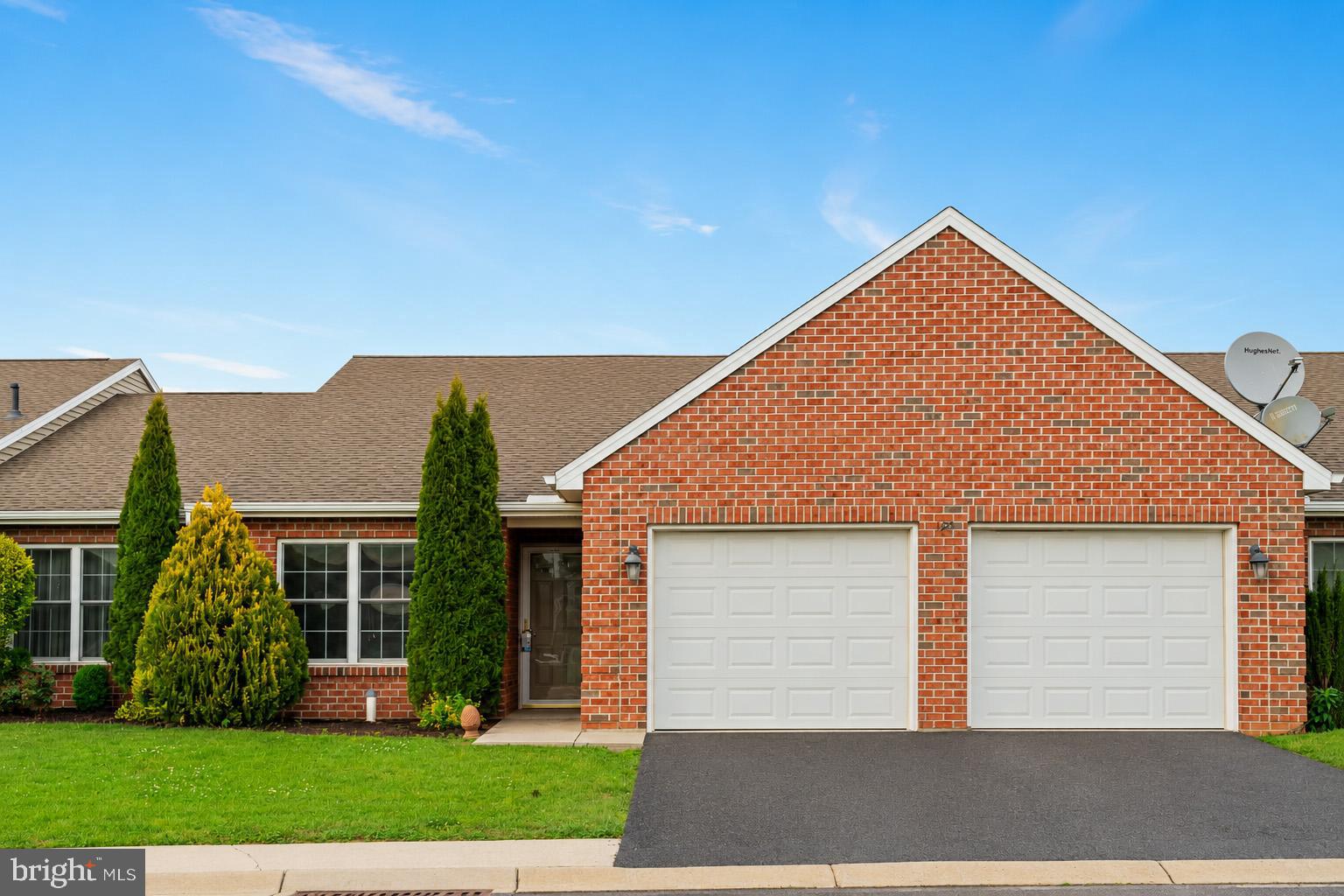 Welcome to this Well Maintained 3 Bedroom 2.5 Bath All Brick Townhome in Meadows Green! This Home Features an Open Floor Plan, Cathedral Ceilings, Gas Fireplace, Plentiful Oak Kitchen Cabinetry and Dining Area. Entertain Family and Friends in the Spacious Living Room that has Sliding French Doors Opening to a Covered Patio. There are 2 Bedroom Suites Plus a 3rd Bedroom or Office. The Primary Bedroom Suite has a Separate Jetted Tub, Double Vanity, and Shower. The Secondary Bedroom Suite has a Single Vanity and Tub/Shower Combo. Updates include Flooring, Heat Pump, Central Air Unit. HOA Covers Lawn Mowing and Snow Removal. Close to Shopping, Parks, Medical Centers. Convenient to I81 for Commuters. This Home is Easy One Level Living Move in Ready!