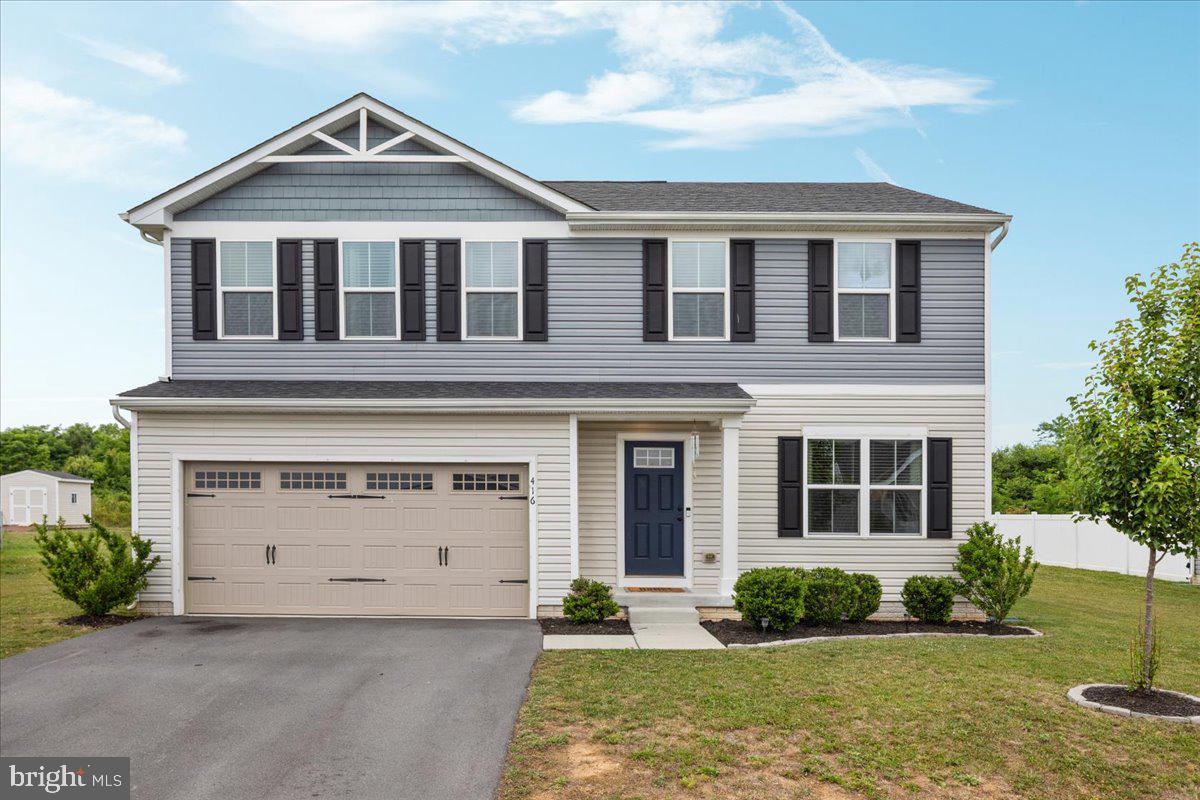 "See You At Switchgrass" This 4-bedroom, 2 1/2 bath colonial style home is ready for you to move right in! As you enter, you'll be welcomed by the open floor plan! The kitchen has a large island, stainless steel appliances and plenty of room to cook and entertain. Spacious family room, eating area and first floor flex room perfect for a home office! Upstairs you'll find a large primary bedroom with a walk-in-closet and private bathroom that has a double bowl vanity and standing shower. 3 additional bedrooms on the upper level as well as a full hallway bathroom and upstairs laundry room. Unfinished basement with a full rough-in and egress window for the possibility of adding another bedroom. Two car garage, beautiful landscaping and a great sized flat backyard!