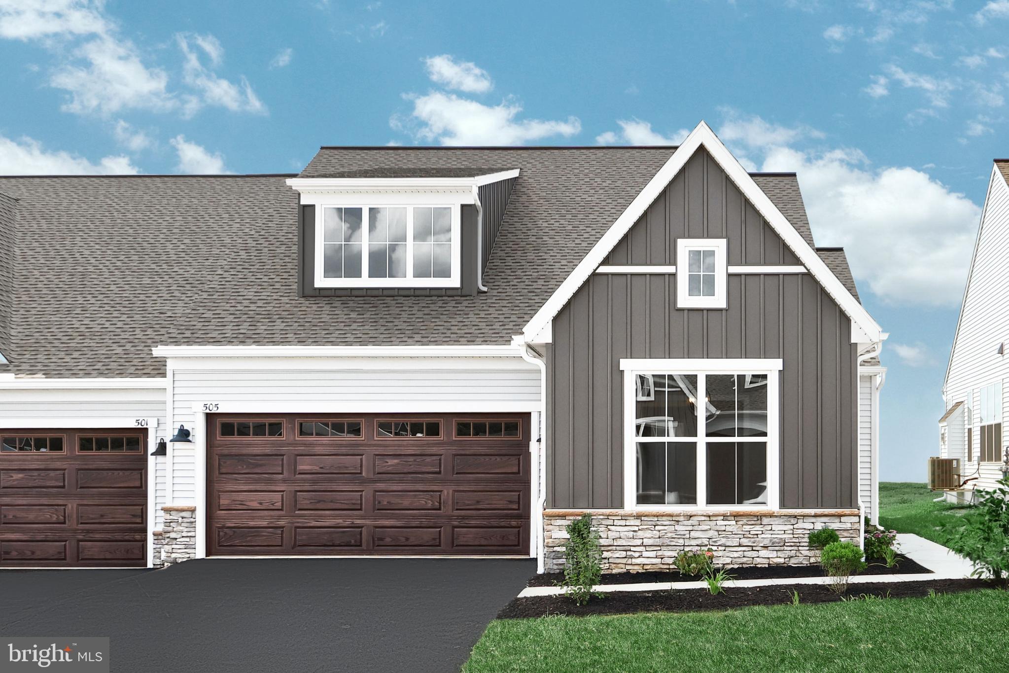 Landmark’s new duplex at Winding Creek 55+ is a thoughtfully designed 2-story home with 3 bedrooms, 3 full baths and a 2-car garage. The private side entry opens to the foyer and a formal dining room. The kitchen is well-equipped with stainless steel appliances, quartz countertops, a tile backsplash, and a large pantry. The great room features a tray ceiling and a cozy fireplace with a stone surround. A hallway from the great room leads to the patio access and two of the bedrooms, tucked quietly to the back of the home. The owner’s suite has an oversized closet and a private bathroom with a tile shower double bowl vanity. On the second floor there is a 3rd bedroom, full bath, and a mechanical room with plenty of space for storage.