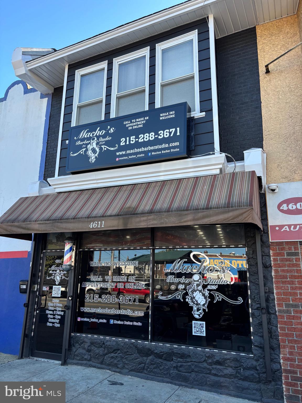 Mixed Use opportunity on a busy street in the Frankford area!!   1st floor is a huge barber shop with new commercial glass exterior + awning.  Shop has been updated with all newer equipment, lighting, mirrors + ceiling fans.   Bathroom on rear of shop along with a  double hair washing station.  1st floor has access to finished basement for additional square footage.  The 2nd floor is a huge one bedroom apartment w/ open layout + kitchen.   The apartment has two entrances, one accessible from the barber shop and also accessible from the rear of building.    The rear of building is gated + secured, and has space to park two vehicles.   200 amp electrical panel, fire alarm system + security cameras present.  Property currently rented for $2,300 month, rents are below market.   Requires overnight notice for all showings, no exceptions.