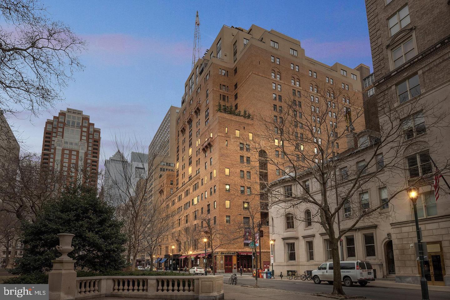 Are you seeking a Jewel Box of a Pied A Terre within one of the finest amenity-rich condominiums on Rittenhouse Square? If so, your search ends here. This exceptionally Stunning residence at the popular and sophisticated Parc Rittenhouse is a clear choice. Turn key - tastefully remodeled with elegance and allure and includes all the essentials conveniently at your disposal. Upon entering this home, you will instantly admire the contemporary hardwood floors, light fixtures, a graceful entrance with coat closet, and abundant natural light that pours through its South-facing window with partial glimpses of Rittenhouse Square from the charming window seat. The kitchen is furnished with all the necessities, including a highly stylish backsplash and wooden shelving, with a washer/dryer discreetly situated in the laundry closet. On the opposite side of the residence, you'll find the most fashionable and sophisticated renovated bathroom, complete with new marble tile, a glass stall shower featuring multiple Delta shower heads, a beautiful vanity with custom illumination and golden fixtures, as well as a separate water closet adorned with the most incredible wallpaper. If you're in search of the trendiest condo on Rittenhouse Square, then your quest ends here—don't hesitate to submit an offer! Parc Rittenhouse stands grandly on the scenic Rittenhouse Square, where you'll discover the finest dining, shopping, and leisure activities. Parc is a pet-friendly building (with potential restrictions), offering a 24-hour concierge and maintenance service, a landscaped rooftop featuring an outdoor pool and sun deck, a whirlpool spa, children's pool, a state-of-the-art fitness center, a boardroom, a media room, bike storage, pet-friendly on-site management, and underground parking (available for an additional monthly fee). Don't miss this exceptional opportunity; schedule a viewing of this exquisite residence today! The sellers preference is to sell the condo furnished.  Much of the furniture is vintage/antique with mid-century and victorian styles.