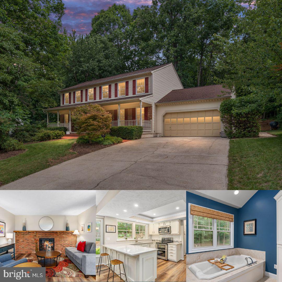 OPEN HOUSE SAT 6/27 1-3PM- JUST STOP BY!! Welcome to this beautifully maintained colonial nestled on a private, wooded lot in one of Reston's most desirable communities. Offering 5 bedrooms, 2.5 updated baths, and thoughtfully renovated living spaces, this move-in ready home combines timeless charm, modern updates, and an unbeatable location.

A welcoming front porch leads into a freshly painted interior (2022) featuring crown molding, luxury vinyl plank flooring throughout much of the main level, and a traditional floor plan with spacious living and dining rooms. The inviting family room is anchored by a cozy propane fireplace, while the renovated kitchen boasts white cabinetry, quartz countertops, stainless steel appliances, a stylish backsplash, recessed lighting, and a large peninsula with seating. The adjoining breakfast area overlooks the peaceful, wooded backyard.
Step outside to the expansive deck, perfect for entertaining, dining, or simply enjoying the private setting surrounded by mature trees.

Upstairs, all five bedrooms are conveniently located on the same level. The spacious primary suite features a custom walk-in closet and a beautifully renovated spa-inspired bath with dual vanities, a soaking tub, and an oversized walk-in shower. Four additional bedrooms offer flexibility for family, guests, or home offices and share an updated hall bath with dual sinks. A renovated powder room serves the main level.

The unfinished walkout lower level offers exceptional potential for future living space, including room for a recreation area, bedroom, bathroom, gym, and abundant storage. Additional updates include a new roof (2021), fresh interior paint (2022), and a LiftMaster garage door opener (2024). An attached two-car garage completes the home.

The location is exceptional. At the entrance to the neighborhood is a community park with a playground, basketball court, reservable pavilion, and tennis/pickleball courts. Directly across the street, enjoy access to Sugarland Run Trail, connecting to Reston's extensive trail system and the W&OD Trail.

Within approximately one mile are two Reston Association pools, additional tennis and pickleball courts, and North Point Village Center with Giant Food, restaurants, and everyday conveniences. Reston Town Center is just minutes away, offering shopping, dining, entertainment, and seasonal events.

Reston Association residents enjoy access to 15 outdoor pools, tennis and pickleball courts, over 55 miles of walking and biking trails, four lakes, sports fields, playgrounds, picnic areas, and more than 1,300 acres of open space.

Commuters will appreciate quick access to Silver Line Metro stations, Route 7, the Dulles Toll Road, Greenway, and Dulles International Airport, all while enjoying the peace and privacy of this quiet neighborhood.

Combining five bedrooms, tasteful updates, future expansion potential, incredible community amenities, and an outstanding Reston location, this exceptional home is ready to welcome its next owner. Schedule your private tour today!!
