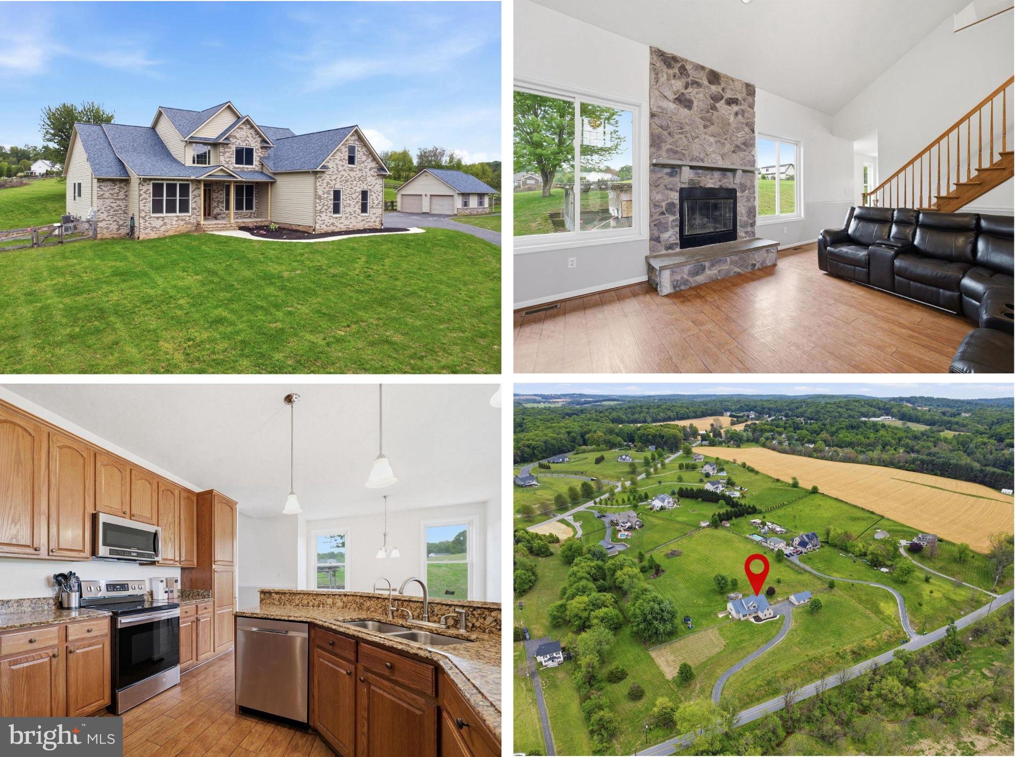 Country Living Meets Modern Convenience! 

Welcome home to this custom built 2 story colonial with a partial brick front set on 4.59 scenic acres. This spacious home offers space, flexibility, and exceptional amenities. It boasts over 4,200 square feet including the basement, an open floor plan, and a dramatic two story family room with a stunning stone wood-burning fireplace. The kitchen is well-appointed with granite countertops, a large island, abundant cabinetry, and a bright breakfast area, all flowing seamlessly into the main living spaces. The main-level owner’s suite provides convenience and comfort with a walk-in closet and private bath. Formal living and dining rooms, a welcoming foyer, main-level laundry, and a half bath complete the first floor. Upstairs, you’ll find a loft overlooking the family room, 3 generously sized bedrooms and 2 full baths, offering plenty of room for all of your needs. The unfinished basement offers excellent potential, featuring a rough-in for a future bath, walkout access to the exterior, and direct access to the garage. A French drain system and waterproofing provide added protection. Car enthusiasts and hobbyists will appreciate the 3-car attached garage plus an additional 2 car detached garage with workshop or hobby/music space - complete with electric and sound- proofing. The outdoor setting is equally impressive with a fenced yard, patio with pergola, chicken coop, play equipment, and a wood shed. Across the road you will enjoy the view of agricultural land and all of the wildlife that call this area home.  This owner has gone above and beyond with thoughtful upgrades and proactive planning to avoid any potential needs in the future.  Some of the highlights include a sand mound septic system (pumped and certified in 2024), owned 1,000 gallon buried propane tank, 200-amp service with 100-amp subpanel in the garage, and a generator. Major updates include roof (2025), HVAC (2023, 2-zone with app control), water heater (2023), windows (2023), water treatment system with reverse osmosis/UV/acid neutralizer (2020), radon system (2020), fresh paint (2026), and recently updated carpeting (2026). This amazing home is only a few miles to the Maryland line and minutes to Codorus State Park and Lake Marburg. This is one you won’t want to miss!!!