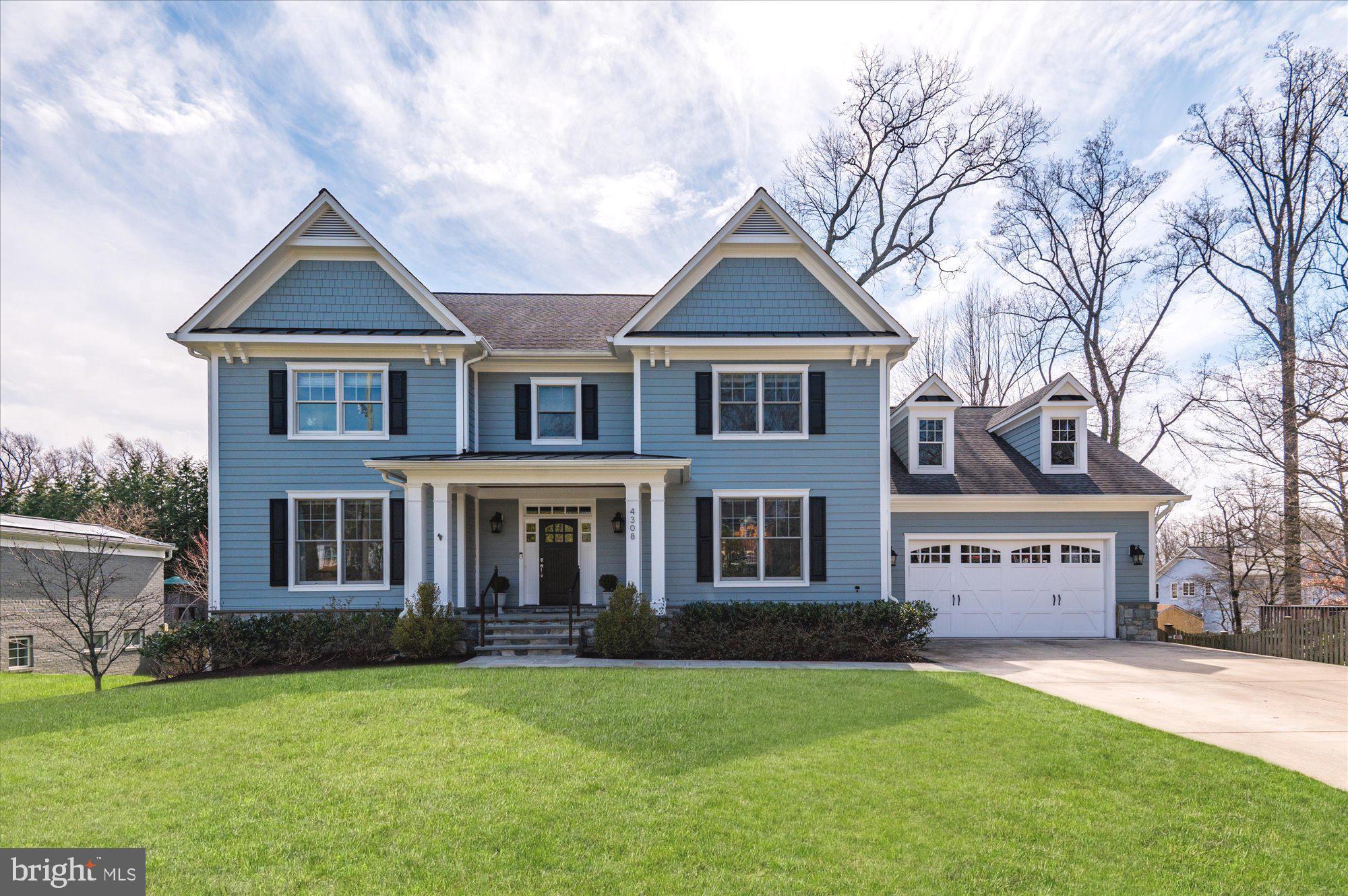 This stunning Kensington home, nestled in the desirable Chevy Chase View neighborhood, offers the perfect blend of elegant and modern living. This impressive residence was constructed in 2014 and boasts a spacious and inviting layout featuring 5 bedrooms and 4.5 bathrooms. Upon entering the foyer, the main level features gorgeous hardwood floors, a sunlit living room, dedicated office, and an elegant dining room with access to the kitchen. The expansive kitchen and family room offer views to the backyard and terrace. The chef's kitchen is complete with beautiful built-ins, a large walk-in pantry and wet bar, and eat-in island. The bright family room with gas fireplace provides easy access to the entertaining terrace. Upstairs, the primary suite features two walk-in closets and an en-suite bath with dual sinks and a separate shower and soaking tub. Three additional bedrooms and two bathrooms, plus a generous laundry room offer plenty of space for functional family living. Downstairs, a fully finished walk-out lower level offers an expansive recreation space, media room, along with a fifth bedroom and bathroom. The rear yard has been meticulously maintained with generous plantings offering plenty of privacy and outdoor space. With easy access to major commuter routes, downtown Kensington and Bethesda, and countless hiking trails, this home offers easy access around the DMV making the location hard to beat.