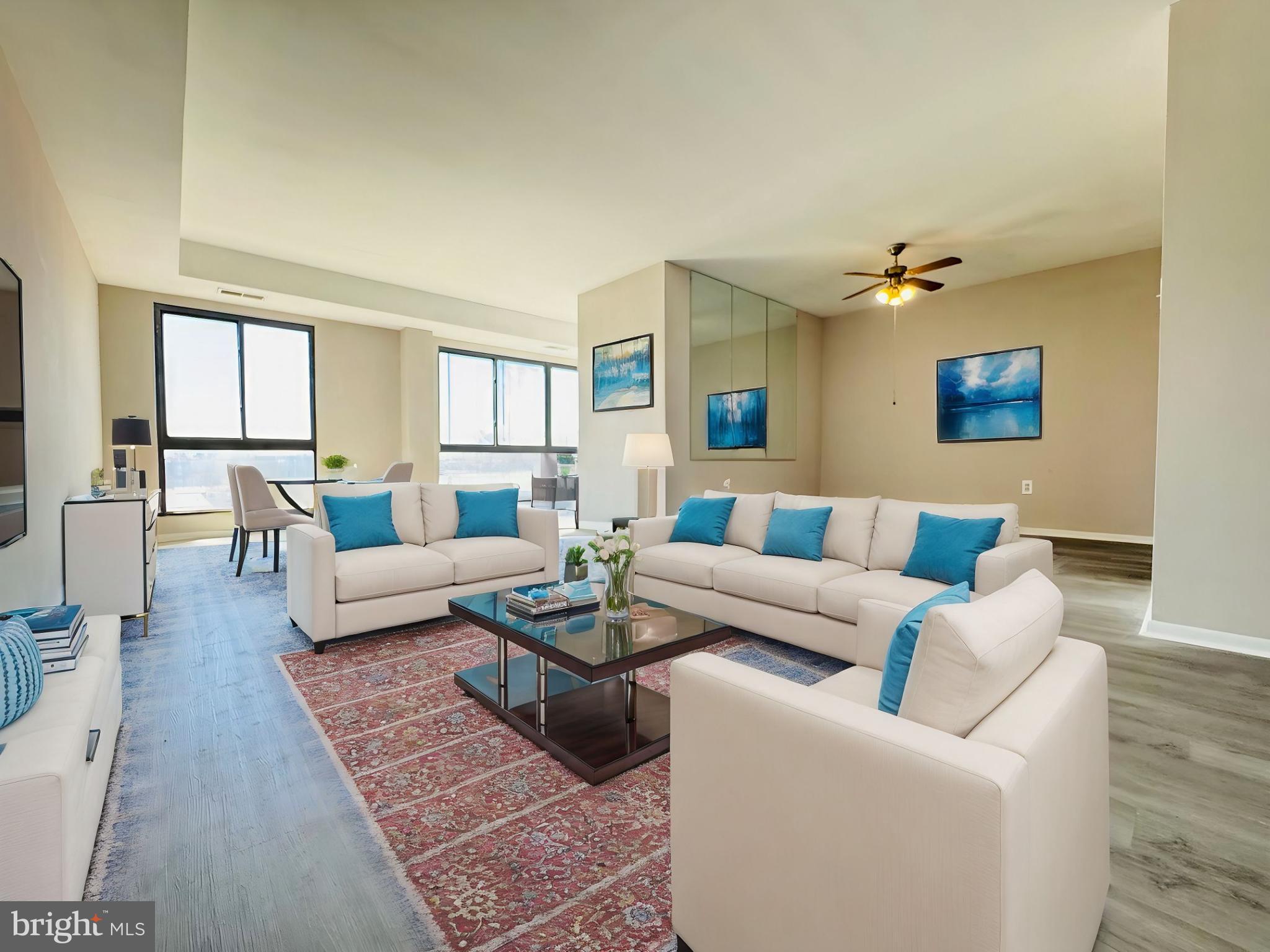 This 1 bedroom condo with den is ideally located on the 6th floor at Valmont Towers. The unit abounds in natural light. thru out. The convenient location on Route 1 offers a quick commute into Center City or easy access to the surrounding counties. Enjoy views of NE Phila from the comfort of your own Living room.  Shopping and transportation are just steps away. A designated parking space and all utilities are covered in the monthly association fee along with access to a Fitness Center and outdoor Swimming Pool. 24 hr front door reception.