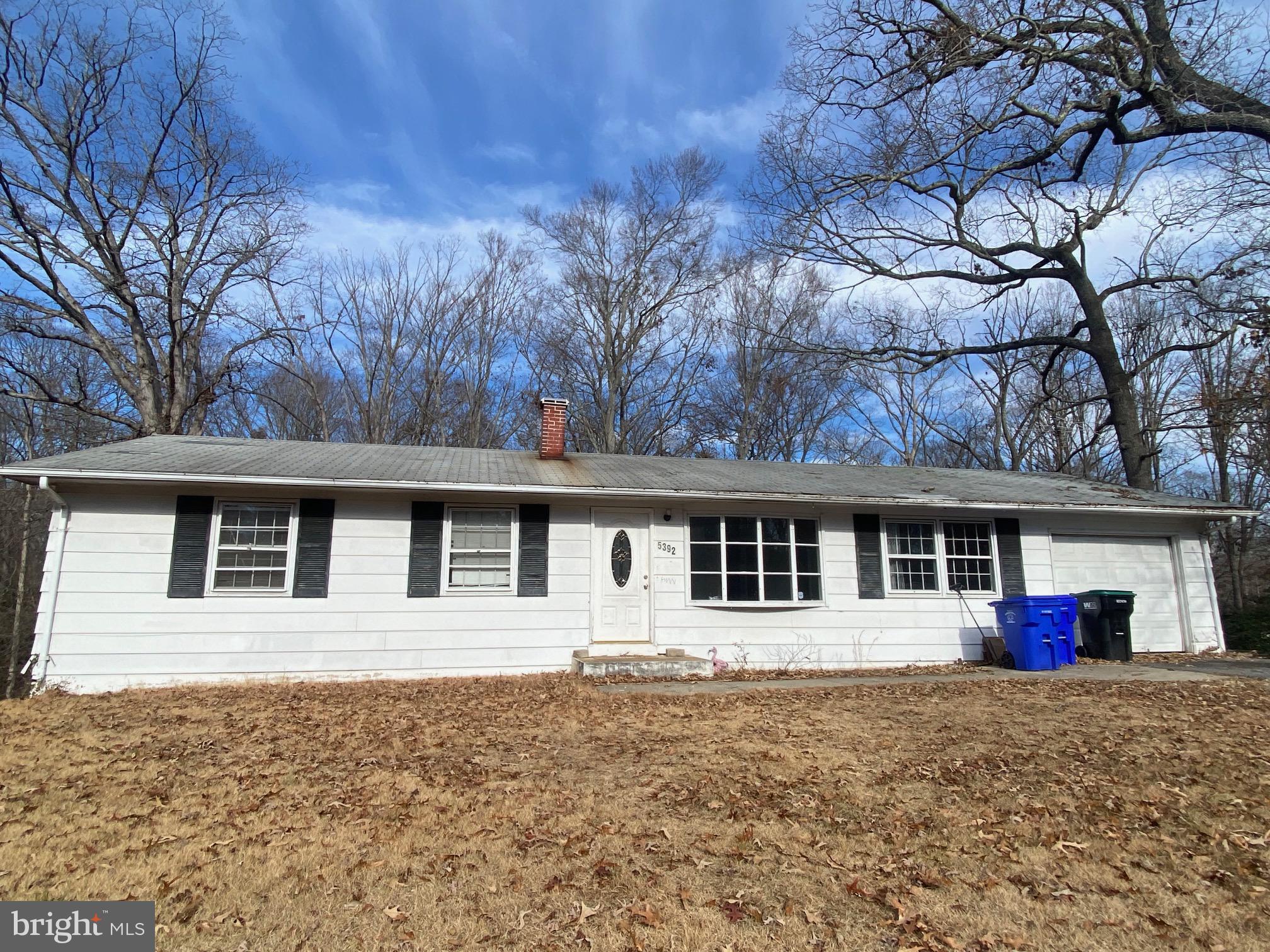 Rambler featuring 2 bedrooms, 3 full baths, fully finished basement, 1 car garage and rear deck.  All this residing on a 1.75-acre lot. This property is located near shopping centers, public schools, state parks, and the Naval Ordnance Station. This could be an excellent opportunity for either an owner occupant or an investor. Contact your agent and schedule an appointment to view this property.