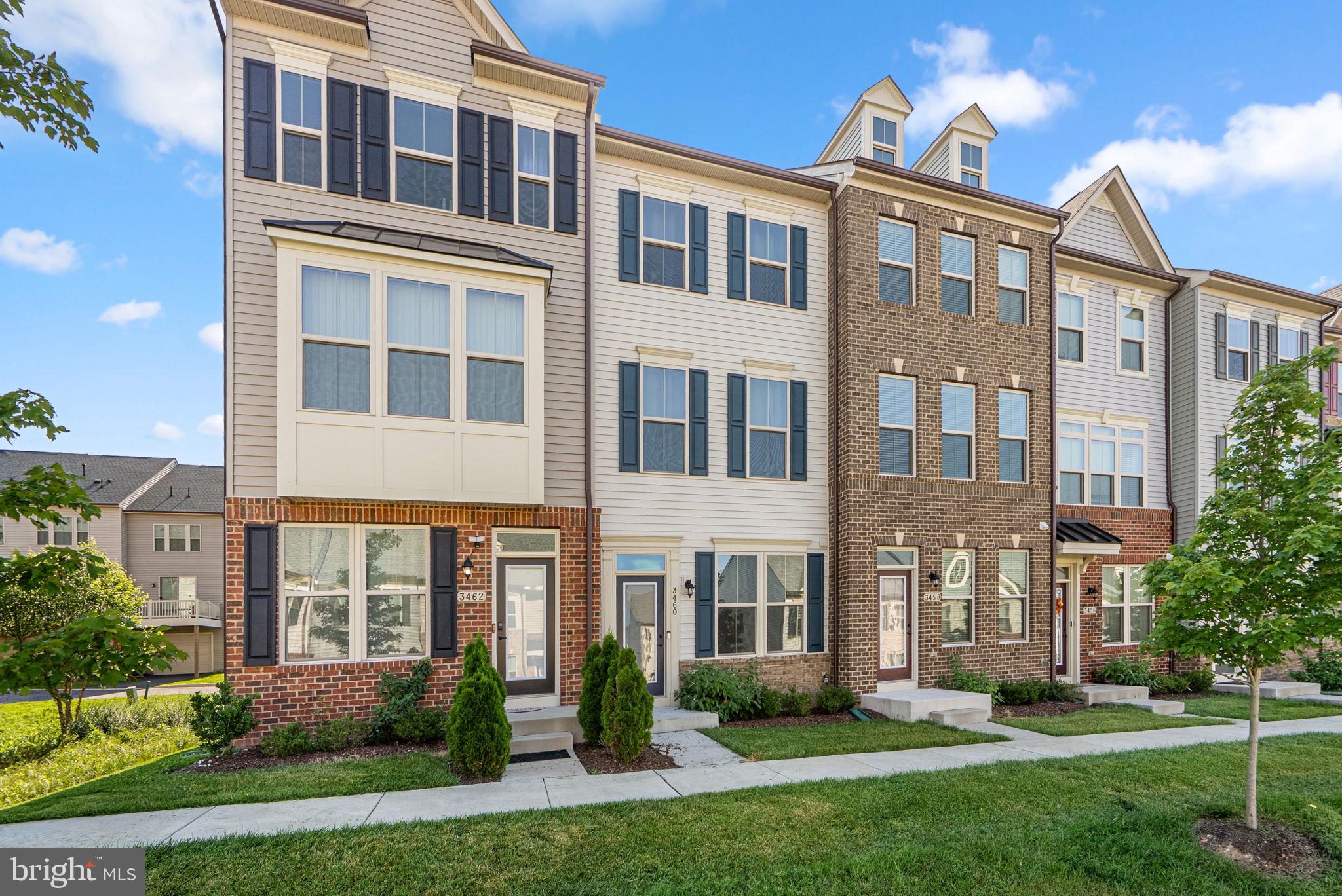 Practically new, must see, 3 level, 3 bedroom, 3.5 bathroom, 1-car garage townhome in sought after Parkside! This home is in perfect move-in condition and features: tall 9' ceilings; a gourmet eat-in kitchen w/quartz countertops, marble subway tile backsplash, white 42" cabinets, center island, upgraded stainless steel appliances, gas oven/range, refrigerator w/ice-maker, built-in microwave, and slider to rear composite deck; family room and powder room off kitchen; upper level w/2 bedrooms, both with ensuite full bathrooms, and front loading washer/dyer closet; primary bedroom w/walk-in closet; primary bathroom w/double sinks and walk-in shower; fully finished lower level w/3rd bedroom, 3rd full bathroom and welcoming foyer; easy care luxury vinyl plank flooring and neutral paint decor; oak staircases; generous recessed lighting package; warm gas heat and tankless water heater. Community fees include community pool, gym, clubhouse, playgrounds and open space. Amazing location near restaurants, shopping, major commuter routes 295 and 175, Ft. Meade, NSA, Annapolis, Baltimore, DC and BWI Airport.