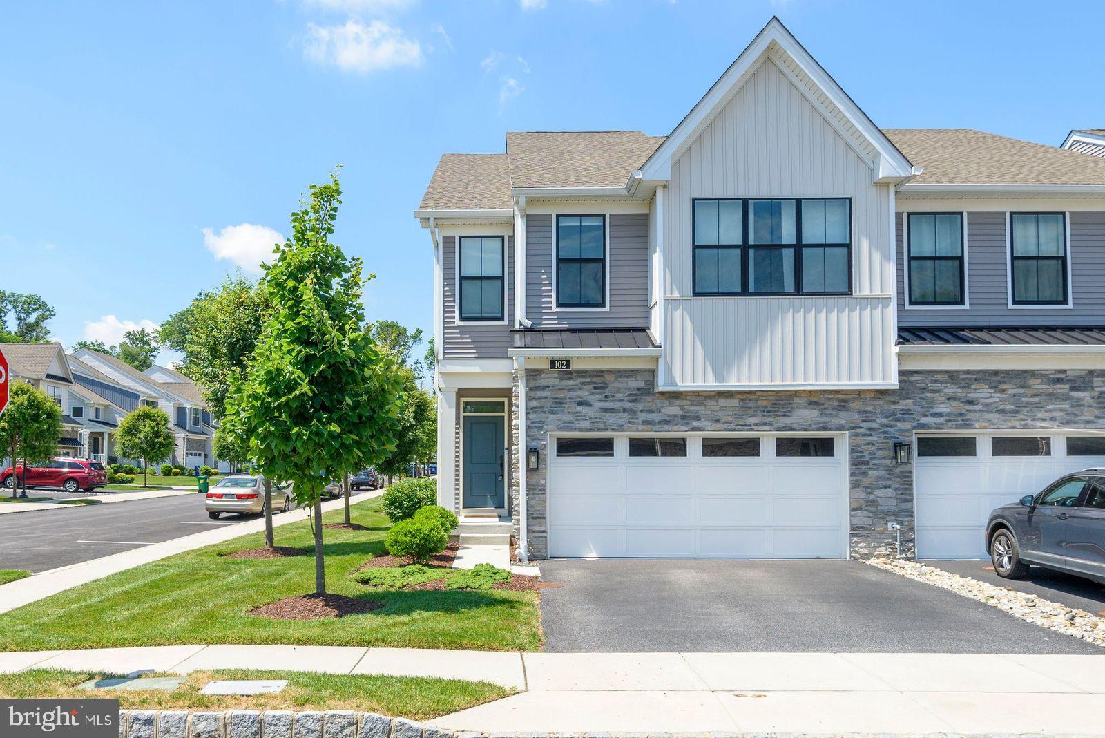 Welcome Home to 102 Segel Drive, nestled in the sought-after Franklin Station community in the heart of Media, PA. This beautiful home offers 3 bedrooms, 2.5 baths, and almost 2,000 sq ft of thoughtfully designed living space.  As you walk through the front door, you are greeted with a lovely entrance area that makes you feel right at home.  High ceilings and hardwood floors flow through the main level, leading to a great room and a chef's kitchen featuring a large center island with breakfast bar, granite countertops with under cabinet lighting, gas cooking, and direct access to a large outdoor private deck… ideal for morning coffee or simply unwinding at the end of the day. Upstairs, the generous primary suite impresses with an oversized walk-in closet and a spa-like bath showcasing gorgeous tile work, a dual-sink vanity, and an expanded shower. Two additional bedrooms, 1 full bath and convenient upper-floor laundry complete the second level. An attached 2-car garage adds everyday convenience, and the large unfinished basement — with its impressive ceiling height — offers a rare blank canvas ready to be transformed into the recreation room, home gym, or additional living space you've always envisioned. Upgrades by the seller: Upgraded gourmet kitchen with under cabinet lighting, Elevated ceiling and rough-in plumbing basement, Gas Fireplace, End Unit with Side Yard, Deck with Pergola.

Community amenities include a clubhouse with fitness center, outdoor pool, and fire pit — all covered under the HOA along with lawn care, snow removal, and trash. Located within the award-winning Rose Tree Media School District (Glenwood Elementary, Springton Lake Middle, Penncrest High), with easy access to the Septa Wawa Train Station just steps away. Low-maintenance luxury living at its finest — don't miss this one as homes in this neighborhood go quickly!