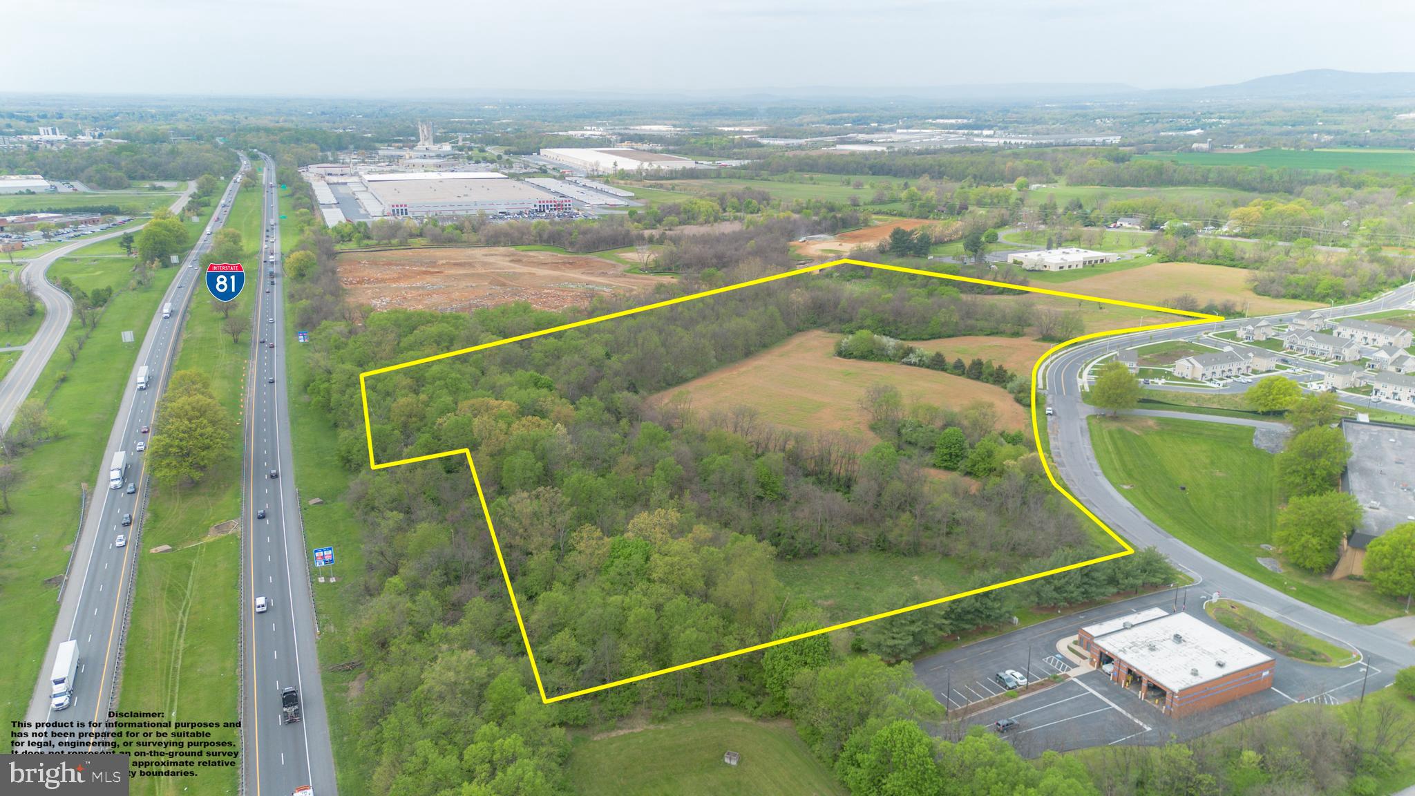 ± 22 acres of prime commercial real estate, a stone’s throw from I-81!  Zoned POM with a new text overlay to allow for wider usage.  ±6 acres bordering Insurance Way are developable, with the remaining buffer of ±16 acres comprised of forest easements and designated flood plain.  All major utilities are available to the site.  Potential for further subdivision.  Property borders I81 for potential signage and visibility.  Buyers to confirm property is still in the designated Enterprise Zone which includes potential economic development incentives and tax credits for qualifying businesses.  Prime location!