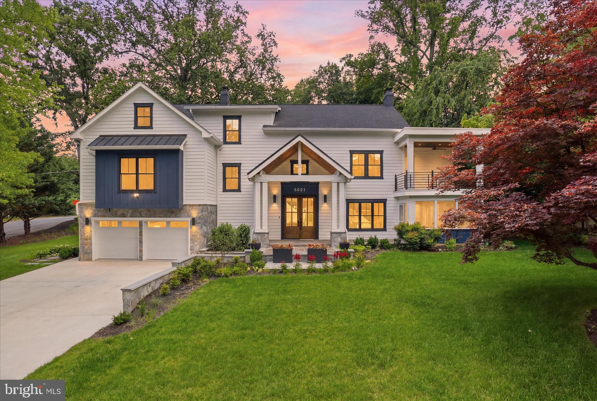 Discover an exquisite blend of luxury and modern living in this stunning custom built transitional-style residence nestled in the prestigious Chesterbrook Woods. Completed in 2025, this newly constructed masterpiece boasts a harmonious fusion of HardiPlank and stone exteriors, creating a striking first impression. The meticulously landscaped 0.37-acre corner lot offers a serene backdrop, with lush vegetation and mature trees providing privacy and tranquility. Step inside to find an expansive 5,700+ sq. ft. of thoughtfully designed living space, featuring six spacious bedrooms and four and a half stylish bathrooms. The stately covered porch offers both architectural grandeur and practical shelter, creating a warm, inviting transition into the home. The interior showcases solid hardwood, luxury vinyl plank, and marble flooring, exuding elegance at every turn. The heart of the home is the gourmet kitchen, equipped with top-of-the-line stainless steel appliances, including a gas range and built-in microwave, oversized island, perfect for culinary enthusiasts. The family room is positioned directly off the kitchen, creating the ultimate vibrant hub for daily life and large-scale entertaining. Enjoy cozy evenings by one of the two fireplaces or entertain guests on the screened patio or expansive deck.  Designed as a private sanctuary within the home, the expansive primary suite offers an unparalleled blend of luxury, comfort, and outdoor serenity, with access to a private balcony perfect for enjoying a quite morning coffee. The fully finished attic offers a versatile loft space, an open and airy layout perfect for a dynamic range of uses—whether you envision a private executive home office, a quiet reading lounge, an artist's studio, or an upscale gaming room. Thoughtfully roughed-in and plumbed for a full bathroom, offering a seamless path to complete a brilliant guest suite or a private au pair quarters.  The fully finished walk up basement offers additional living space, full bathroom, bedroom, media room, fully equipped kitchenette, ideal for an in law suite or just recreation or relaxation. With an attached two-car garage and a concrete driveway, convenience is paramount. The property also features a sophisticated lawn sprinkler system, ensuring your outdoor oasis remains pristine year-round. This home is not just a residence; it's a lifestyle of exclusivity and comfort, where every detail has been curated for the discerning homeowner. Embrace the opportunity to elevate your living experience in this exceptional property.