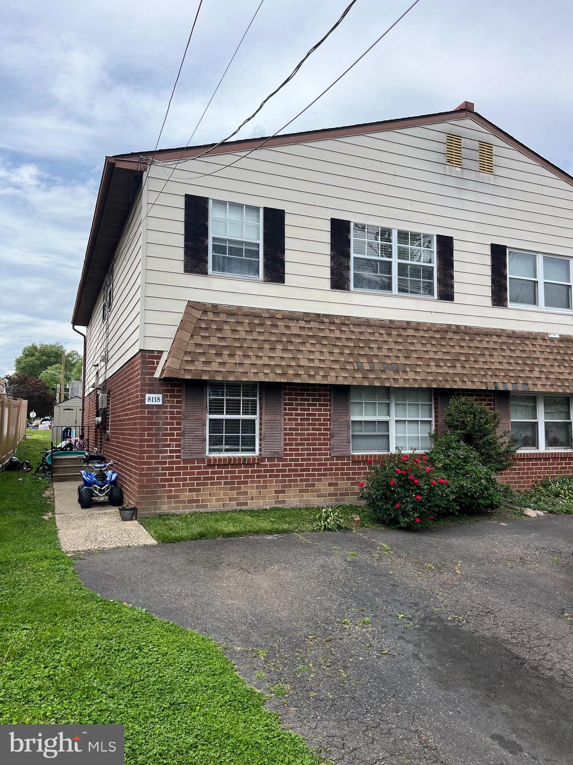 Welcome to this newer brick and Aluminum sided twin ranchplex on an out of the way block in Fox Chase. Build in 1984 this property offers two roomy 2 bedroom apartments. Each features a Large Living room, Dining area, Kitchen with Dishwasher and gas cooking, in unit laundry, 2 bedrooms and bath. Each unit has gas H/A Heat with Central Air Conditioning, Gas Hot water heater ( 2nd flr new 11/2024- 1st Flr 7/2019) and it own electric service (All Sep. utilities except cold water/sewer). Off Street parking and a large rear yard.  First floor unit has a newer kitchen. First is leased at $1100.00 Per mo. on a Month to Month Lease, Second floor is leased at $1000.00 per month on a month to month lease. Rents are conservative.