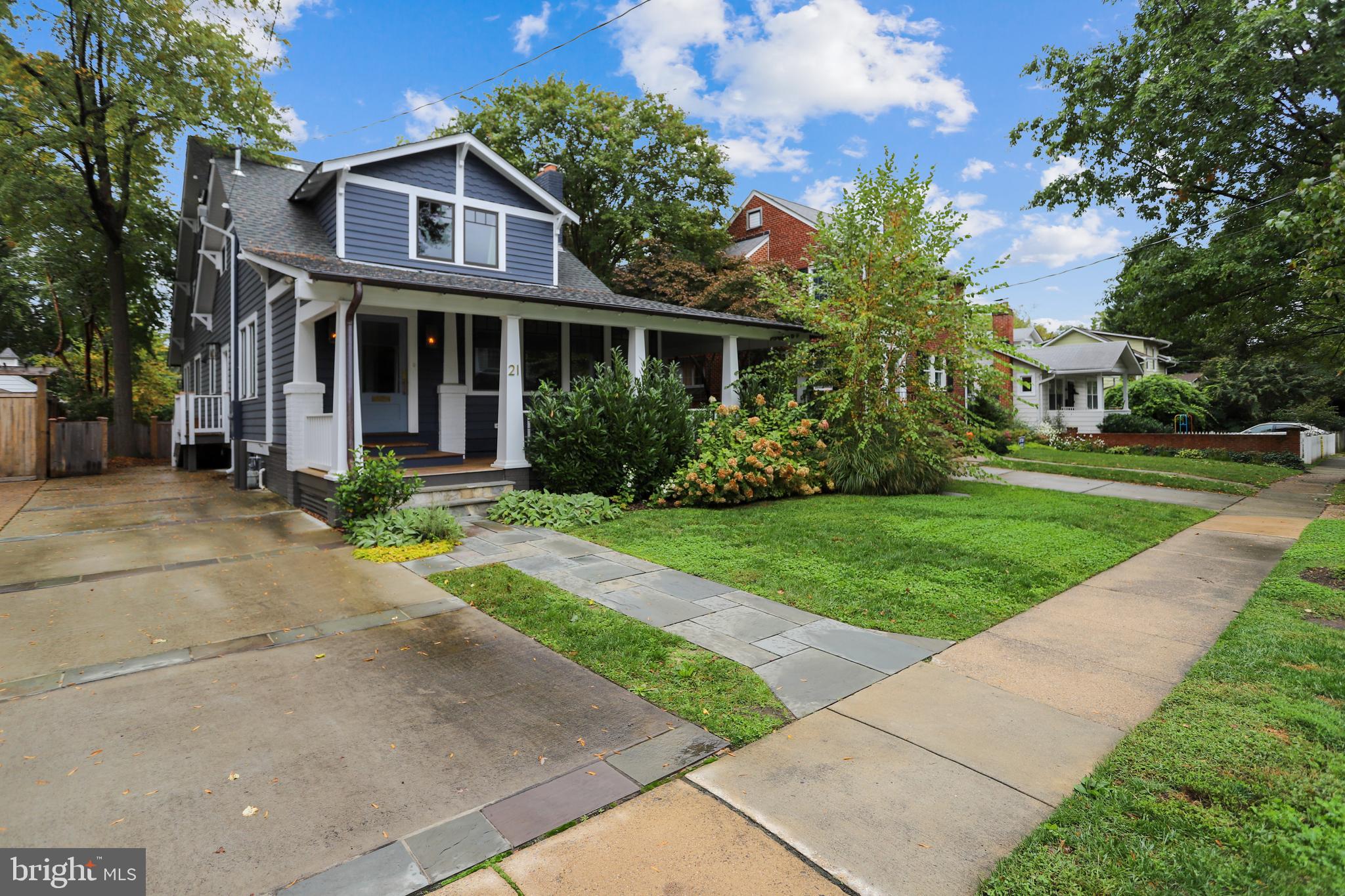 Welcome to 21 W Glendale Ave! This home truly has it all, centrally located in Alexandria City, tastefully updated with modern appliances while maintaining the home's traditional feel. Walking up to the expanded home you are instantly attracted to the oversized wrap around porch, well-maintained landscaping, and exquisite architectural details. This home has been completely renovated, with no details missed. Welcoming you into the home is a redesigned foyer that flows perfectly into the front sitting room with built-in bookshelves and large windows. Adjacent to the right is the formal living room with a fireplace, ready to keep you warm and cozy on cool autumn evenings. Continue on the same level you will find a formal dining room with updated light fixtures, and a bonus room perfect for an office or hobby room. Venture into the centrally located kitchen and experience open-concept living with handsome craftsmanship. A prodigious island with an array of gorgeously painted cabinetry. This home is ideal for entertaining and hosting. The kitchen and family room glides flawlessly from one to the other.  In the extended family room, there is space for a quaint sitting area along with an informal dining space. The family room will truly bring everyone together with the sliding glass doors that lead out into the charming deck and outdoor living space.  You will be inclined to spend your time with family and friends in this well-connected space. On the second level, you will find the primary bedroom and bathroom with a lovely view of the treetops, updated fixtures, and walk-in closets. In addition to the primary bedroom, there are two more bedrooms on this level with en suite baths and the laundry room. At the top level, there is an open workspace and the fourth bedroom and bath. This stunning home is only a short drive to Old Town and Del Ray. Closely located to King St metro, you can park your car and take a trip to the city for a beautiful evening stroll around the monuments.