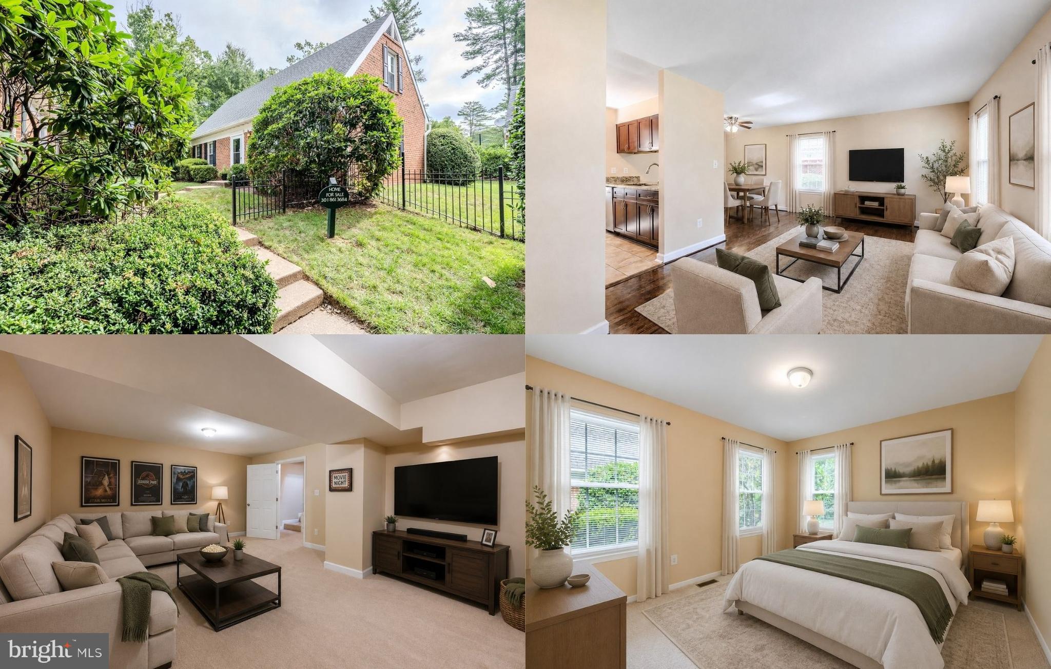 Nestled on a quiet lot in the sought-after Avenel community, this updated all brick Cape Cod is located within one of Potomac’s signature golf-course communities and offers four bedrooms, three full bathrooms, and a flexible, well-designed layout. The main level features gleaming hardwood flooring and an open-concept living and dining area, creating a comfortable space for everyday living and entertaining. The galley-style kitchen includes granite countertops and stainless-steel appliances and opens to the dining area. Two bedrooms and a full bathroom are conveniently located on the main level, while the upper level offers two additional bedrooms and another full bathroom. The fully finished lower level provides a spacious recreation area, a third full bathroom, and a bonus room ideal for a home office, gym, guest space, or additional storage. Two assigned parking spaces plus two parking passes, and guest overflow parking available across the street at the park provide convenience and ample parking for guests. Recent improvements include a new roof and radon mitigation system in 2021, HVAC system installed in 2018, water heater replaced in 2019, range and oven replaced in 2022, dryer replaced in 2023, fresh interior paint and new carpeting in 2025, and a new garbage disposal and sump pump in 2026. Avenel residents enjoy access to beautifully maintained common areas and community amenities, including an outdoor pool, clubhouse, basketball courts, tennis courts, pickleball courts, walking and jogging paths, soccer and baseball fields, playgrounds, 24-hour community security, and golf course membership available. Ideally located near Great Falls, the C&O Canal towpath, Potomac Village, Bethesda, Tysons, Washington, D.C., shopping, dining, major commuter routes, and a variety of public and private school options. Beginning interior photos are virtually staged.