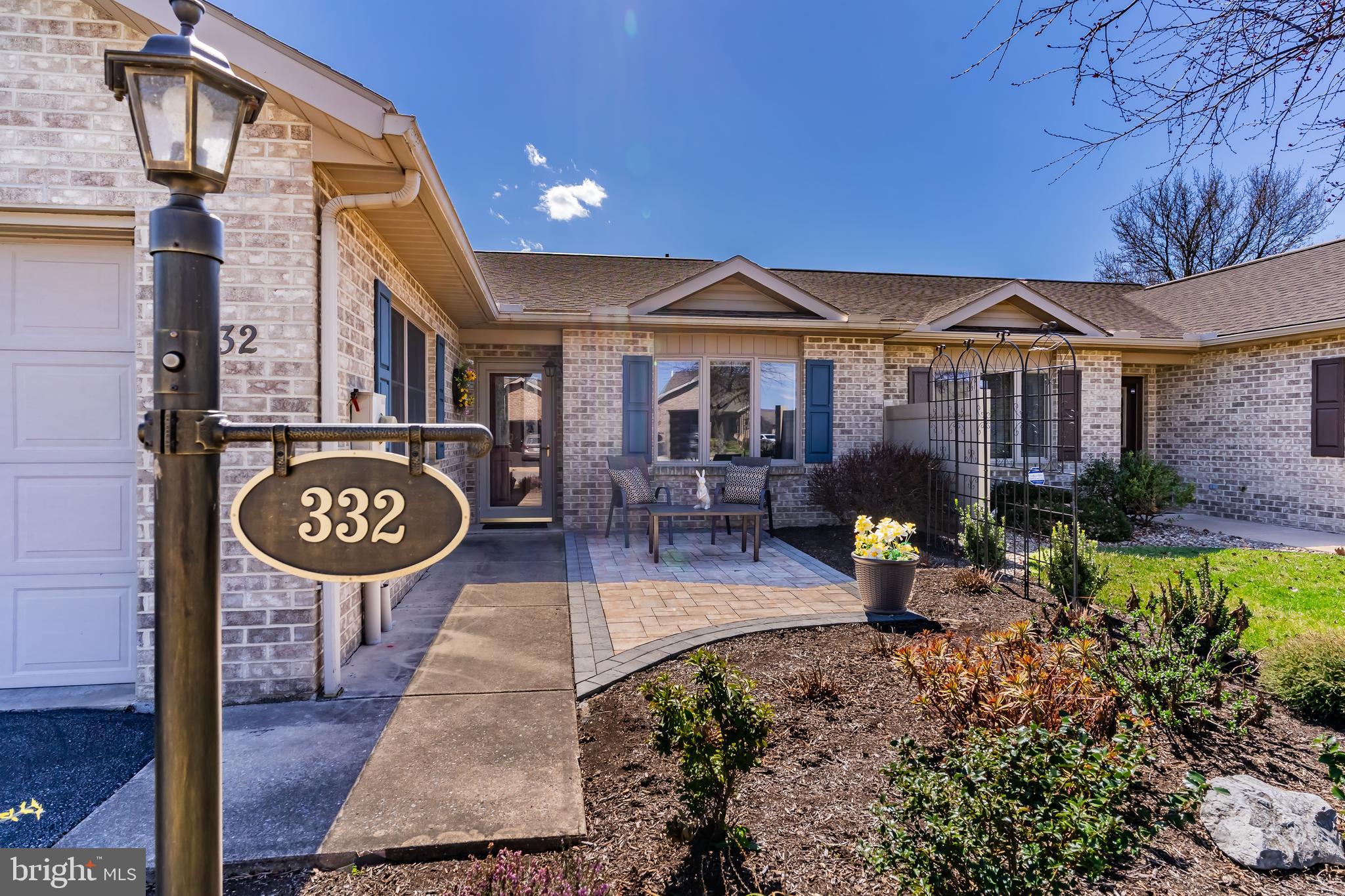 Your next move for easy living in Maple Run could quickly be yours! Don't let this one pass you by! It's move in ready, bright and inviting as you observe from the photos enticing you to schedule a showing and imagine yourself living in this development widely known for great accessibility to so much in  close proximity and great neighbors. Walk to the front entry area  with a newly designed patio to discover a thoroughly upgraded 2 bedroom duplex.  Both bathrooms redone-tubs be gone! The eat in Kitchen has new quartz counters with tile backsplash, the study is currently used as the formal dining room(to accommodate sellers china cupboard- yes! Solutions to make it work without giving up all your treasures!). Den has two built-in bookcases with smoke glass doors. Sunroom flanked at either end with patio doors to concrete pads to the always green, no weeding on the Astro turf back yard with lovely landscaping and vinyl fence. ,  Roof replacement 2023, stunning new lighting, several new ceiling fans with lights. Side yard landscaped with large patio pavers. Raised beds perfect for growing your own vegetables this Summer.
