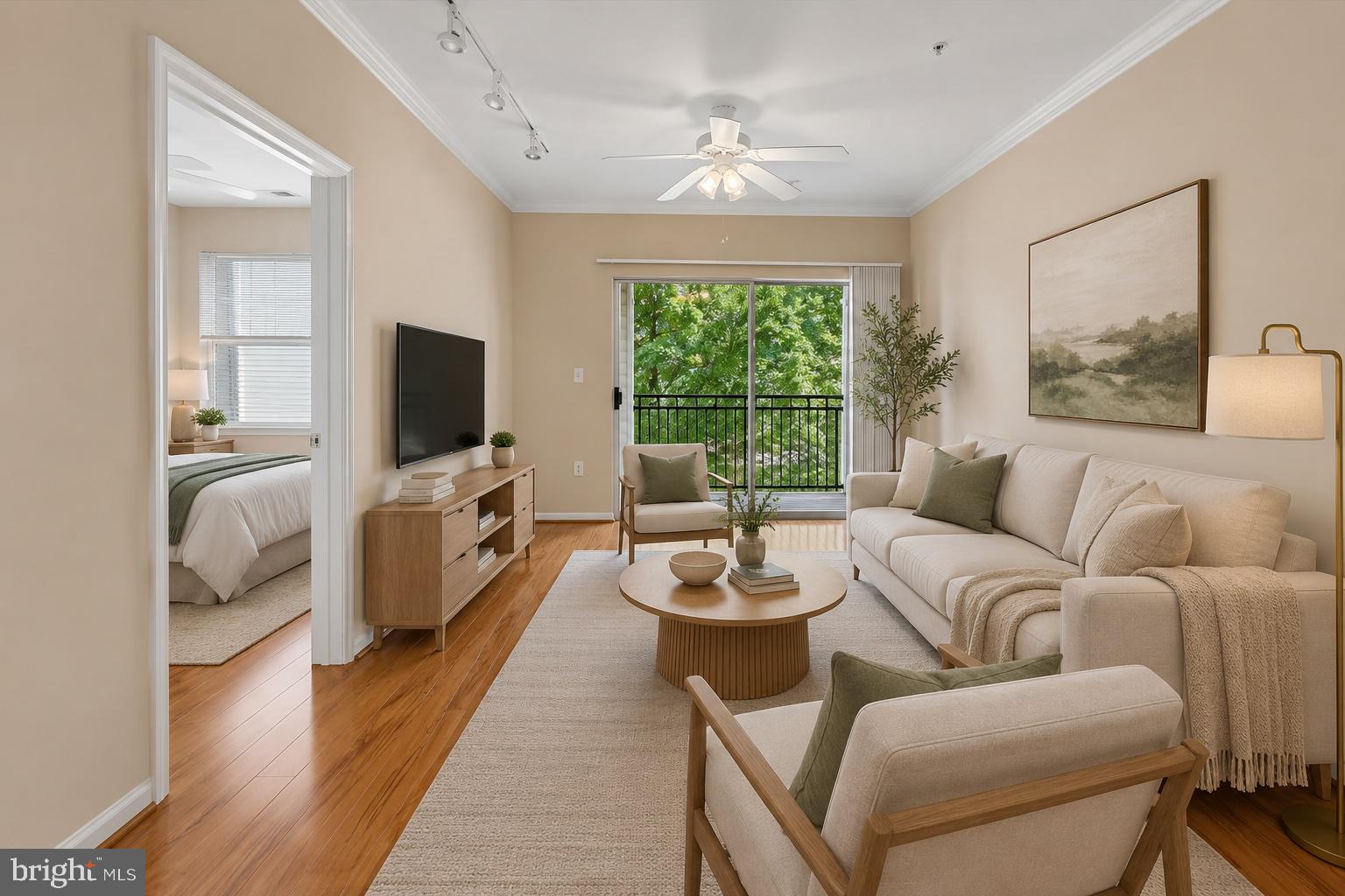 Freshly painted and move-in ready, this bright and airy third-floor condo offers the perfect blend of comfort, convenience, and low-maintenance living. Featuring 9-foot ceilings, engineered hardwood flooring throughout the living room and bedroom (no carpet!), and an open floor plan, this one-bedroom, one-bath home feels both spacious and inviting.

The kitchen is appointed with granite countertops, stainless steel appliances, ceramic tile flooring, pendant lighting over the breakfast bar, and opens seamlessly to the living area—ideal for everyday living or entertaining. Step outside onto your private balcony overlooking the beautifully landscaped courtyard, the perfect place to enjoy your morning coffee or unwind after a long day.

Numerous updates provide peace of mind, including fresh interior paint (2026), HVAC (2023), refrigerator (2025), washer and dryer (2025), water heater (2017), dishwasher (2017), and replacement of all plumbing shut-off valves, medicine cabinet (2022) and the bathtub spout (2023).

Convenient elevator access and an assigned garage parking space (#305B in Garage B), located just steps from the entrance to the third-floor unit, make coming and going effortless.

Located in the gated Bryson at Woodland Park community, residents enjoy outstanding amenities including controlled access, concierge service, clubhouse, fitness center, outdoor pools, game room, meeting spaces, business center, picnic areas, and BBQ grills.

The location is hard to beat! Walk to Harris Teeter, restaurants, shopping, and the Herndon Park & Ride. The Silver Line Metro, Dulles Airport, Route 28, the Dulles Toll Road, Fairfax County Parkway, and I-66 are all just minutes away, making commuting throughout Northern Virginia and into Washington, D.C. incredibly convenient. And when you're looking for even more dining, shopping, and entertainment options, Reston Town Center is just minutes away, giving you the best of both worlds.

Whether you're a first-time buyer, frequent traveler, downsizer, or investor, this home offers exceptional value in one of Herndon's most convenient and amenity-rich communities.