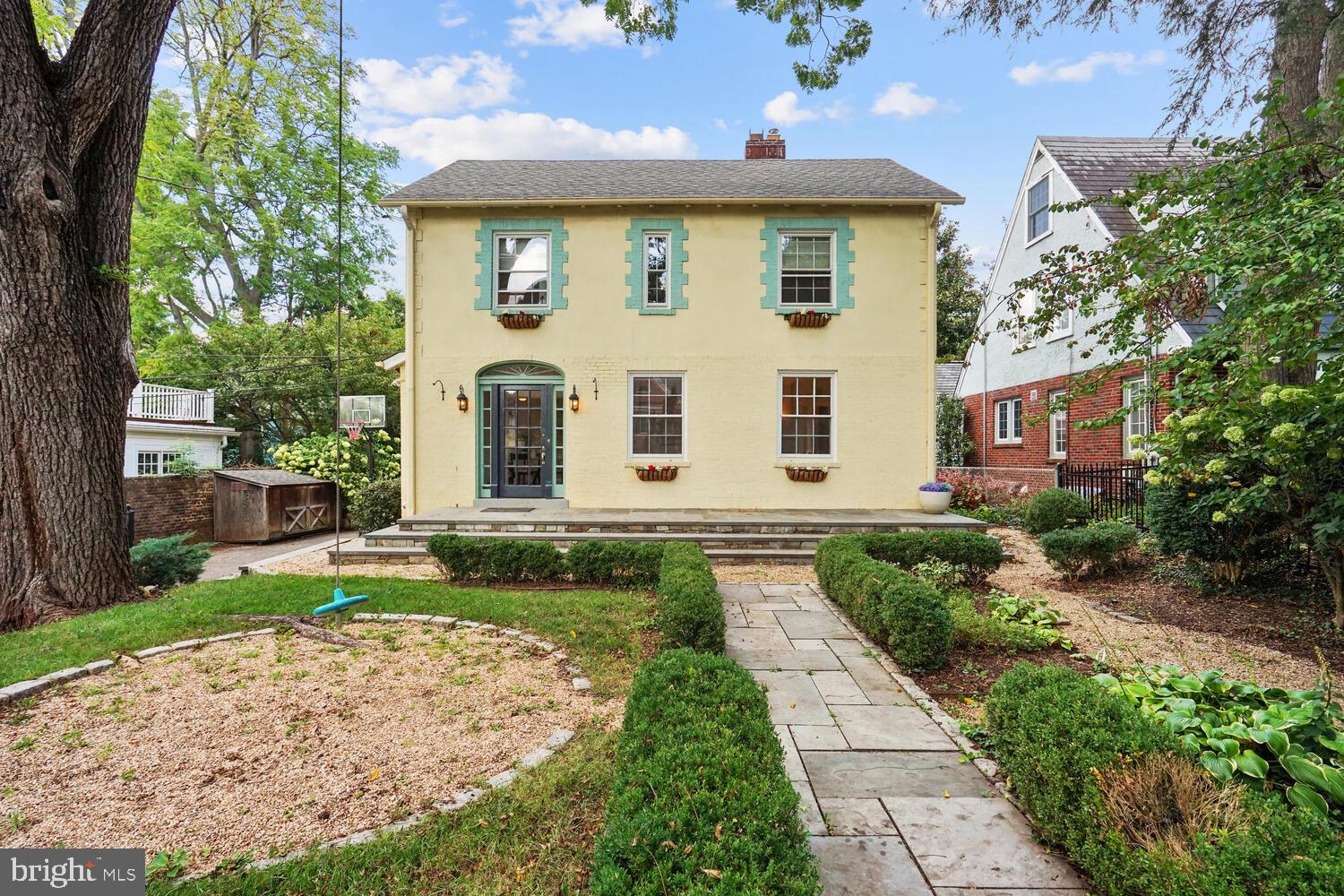 NEW PRICE DROP! MOTIVATED SELLER! NEW LOOK!! MOVE IN READY! Expanded colonial with European gardens in sought-after close in Chevy Chase.  Renovated 4 bedroom  3.5 bath  home with the feel of a French country estate. Elegant living room with fireplace. Gorgeous newly refinished  hard wood floors and just painted thru out. Beautifully updated kitchen addition is perfect for entertaining with a sunny eat-in area & large bar seating. Gourmet chef’s kitchen features a Thermador gas range, SS appliances, granite counters & designer cabinets. Relax in the family room addition with access to the private gardens & flagstone patio. Formal dining room or library with built-in bookcases. Large sun-filled primary BR addition with cathedral ceilings and a skylight, space for a seating area & two closets. Updated full bath with tiled shower. Two additional bedrooms & a modern updated en-suite bath. Basement addition with a bonus family room, 4th BR/office, and a full bath. Rec. room, gym, or guest space & plenty of storage. Superb close-in location steps to downtown Bethesda,  Friendship Heights, Norwood park . Easy access to metro & downtown DC.