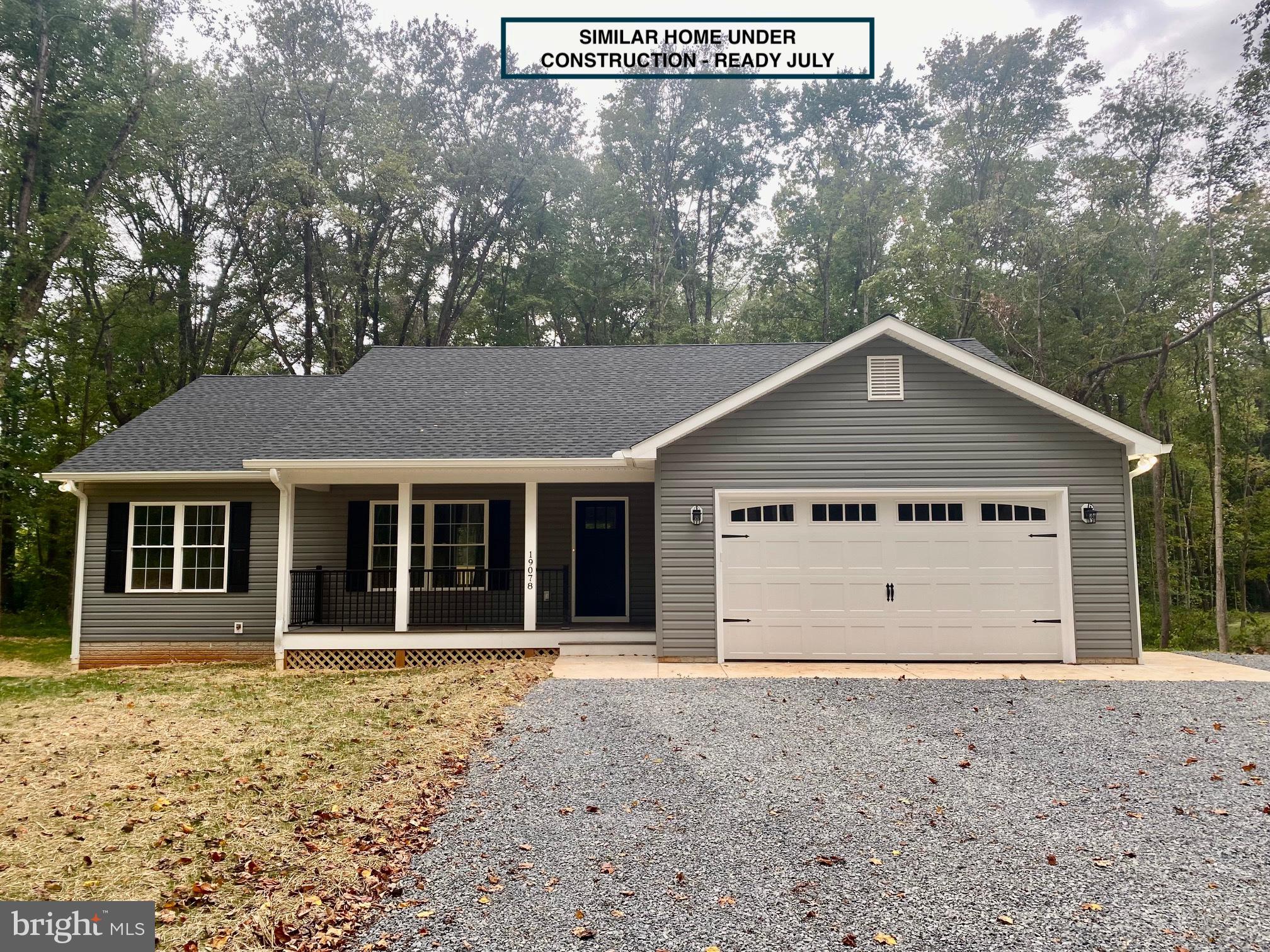 BRAND NEW HOME READY IN JULY w/ 1647 sq ft finished on 2.3 ac lot; 3BR; 2BA with upgraded finishes. In addition, the property has a pretty setting situated back from the road among the trees. Features include: a 2 car garage.  Quality craftsmanship throughout with several upgrades: stainless appliances, quartz or similar countertops, tiled primary bath shower, 12'x 16' deck with steps to grade, people access door to the garage, garage door opener, and so on. Plenty of space to enjoy the peace and quiet after a long day.  Great value for the money.  Close to Rt. 20 in Unionville  for a commute to Fredericksburg, Culpeper, Charlottesville or even NoVA. Comcast in front of property.