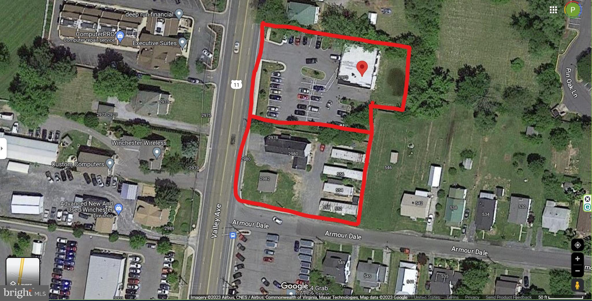 1.15 acres located at 2970 and 2978 Valley Avenue featuring a former used car lot that will offer enough area to display area for 30-40 cars.  There is public water and sewer available.  2978 Valley Avenue features 5 rental units producing gross monthly revenue of approximately $4,000.00. The list price for purchase is $1,250,000 for both properties with 1.15 acres. The used car lot does not have an office building.  An office building would have to be built or a mobile office could be utilized or use of the existing buildings could be a solution.