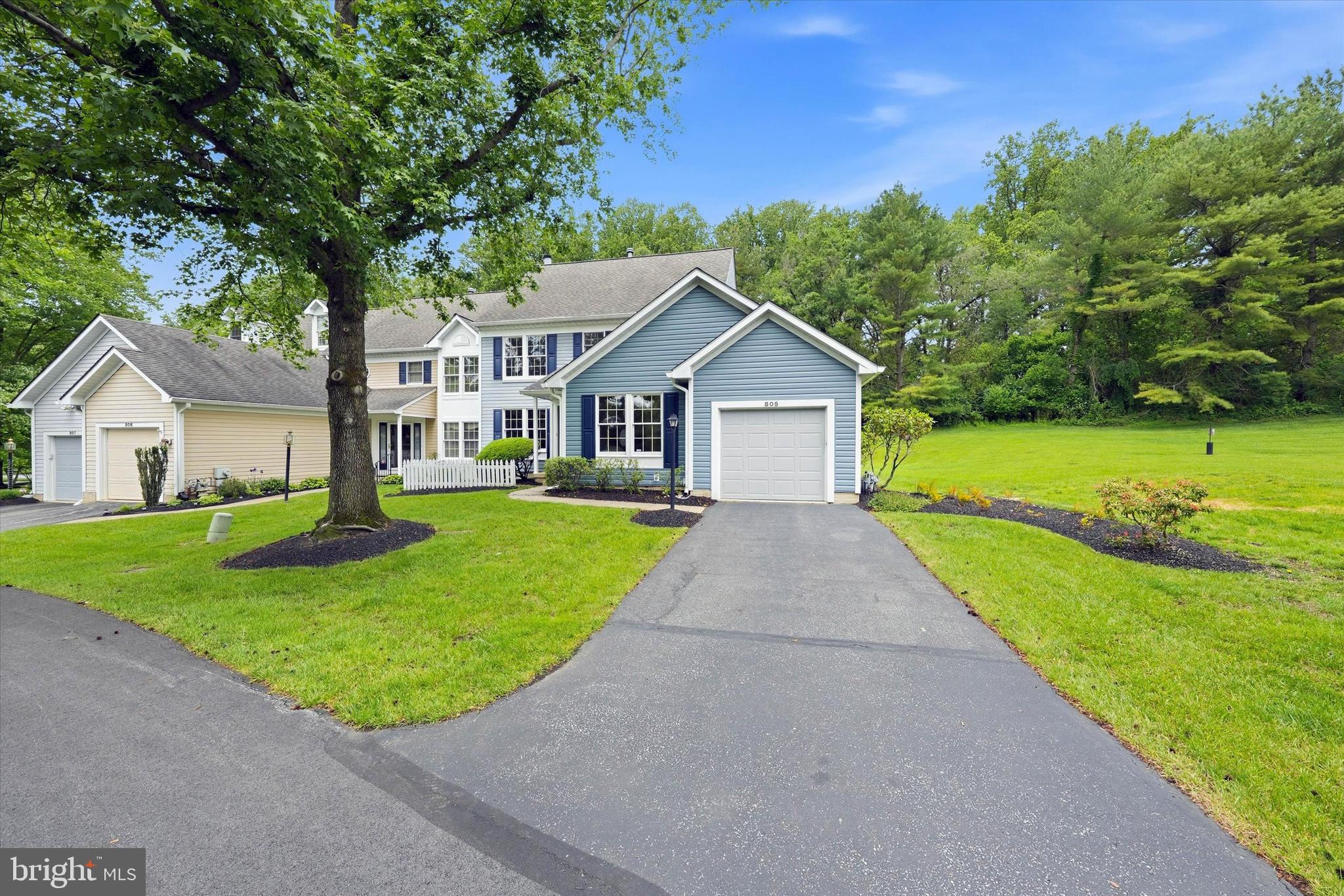 Welcome to 805 Macduff, a beautifully refreshed end-unit townhome that perfectly balances low-maintenance living with the kind of privacy you usually only find in a single-family home. Tucked away in a serene, secluded pocket of the highly sought-after Balmoral community, this residence offers a peaceful retreat in the heart of Chadds Ford.

Step inside to find nearly 1,800 square feet of bright, airy living space that feels brand new. The entire home has been treated to a fresh coat of paint, new carpet, and al new light fixtures creating a clean and modern canvas ready for your personal touch. The thoughtful layout flows seamlessly from the sun-drenched living areas to the spacious kitchen, making it an ideal setup for both quiet weeknights and weekend entertaining.

Upstairs, you’ll find three generous bedrooms and two full baths, including a primary suite that serves as a true sanctuary. A standout feature of this home is the attention to detail in the bathrooms, all of which boast brand-new vanities that add a touch of contemporary luxury. All new window treatments throughout.

Being an end unit, the home benefits from extra windows and a side yard that feels like your own private park. Whether you’re enjoying a morning coffee on the newly refreshed deck or taking in the lush surroundings, the sense of quiet here is rare for the development.

Large unfinished basement could be additional storage and designated work-out room. Move-in ready and meticulously maintained, this home offers the best of Chadds Ford living with easy access to local favorites and commuting routes. It’s not just a house; it’s the lifestyle upgrade you’ve been waiting for.