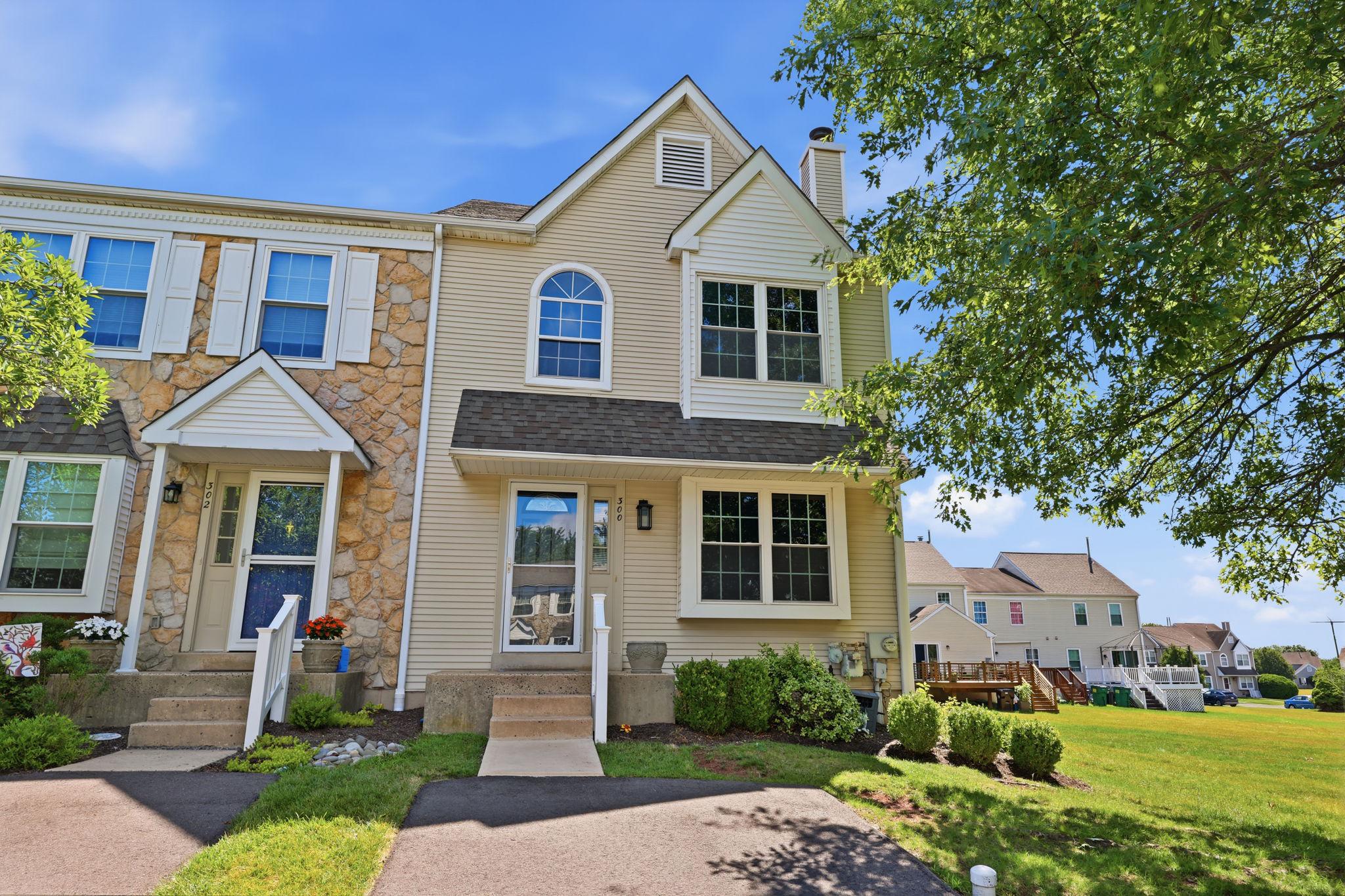 The wait is over! Welcome to this beautifully updated, move-in ready 3-bedroom, 2.5-bath end-unit townhome in the highly desirable Cranberry Estates community. Offering timeless finishes, a functional layout, abundant natural light, and exceptional privacy, this home combines comfort, style, and convenience in one outstanding package.

Step inside to discover a bright, open floor plan designed for effortless everyday living and entertaining. The freshly painted lower level is elevated by elegant crown molding and gleaming hardwood floors that flow throughout the home. Custom wainscoting with picture-frame detailing along the staircase and upstairs hallway add to the sophisticated and inviting atmosphere. The spacious living room features a gorgeous white brick fireplace and large double window with deep sills. Adjacent to the living room is a versatile flex space, ideal as a formal dining area, home office, or playroom. The updated kitchen features crisp gray cabinetry with abundant storage, granite countertops, a neutral tile backsplash, a gas range, pantry, and a window above the sink overlooking peaceful green space. The sunny breakfast area opens through double doors to the backyard patio, creating the perfect setting for indoor-outdoor entertaining. A convenient powder room, additional storage closet, and access to the full unfinished basement complete the main level. The basement offers excellent storage space with endless potential to create additional finished living space in the future! 

Upstairs, the spacious primary suite serves as a relaxing retreat with dual closets and a private en-suite bath featuring a stall shower and linen storage. Two additional generously sized bedrooms, a full hall bath with a tub/shower combination, and another linen closet complete the second floor.

Outside, enjoy your private patio surrounded by lush open green space—ideal for relaxing, dining outdoors, or entertaining guests. As an end unit, this home offers added privacy, extra yard space, and a wider driveway with side-by-side parking for two vehicles.

Residents of Cranberry Estates enjoy sidewalks, basketball and tennis courts, and an unbeatable location within walking distance of the elementary school. Shopping, dining, parks, and everything Collegeville has to offer are just minutes away. With tasteful updates, flexible living spaces, abundant storage, future expansion potential, and a prime location, this exceptional home won’t last long!